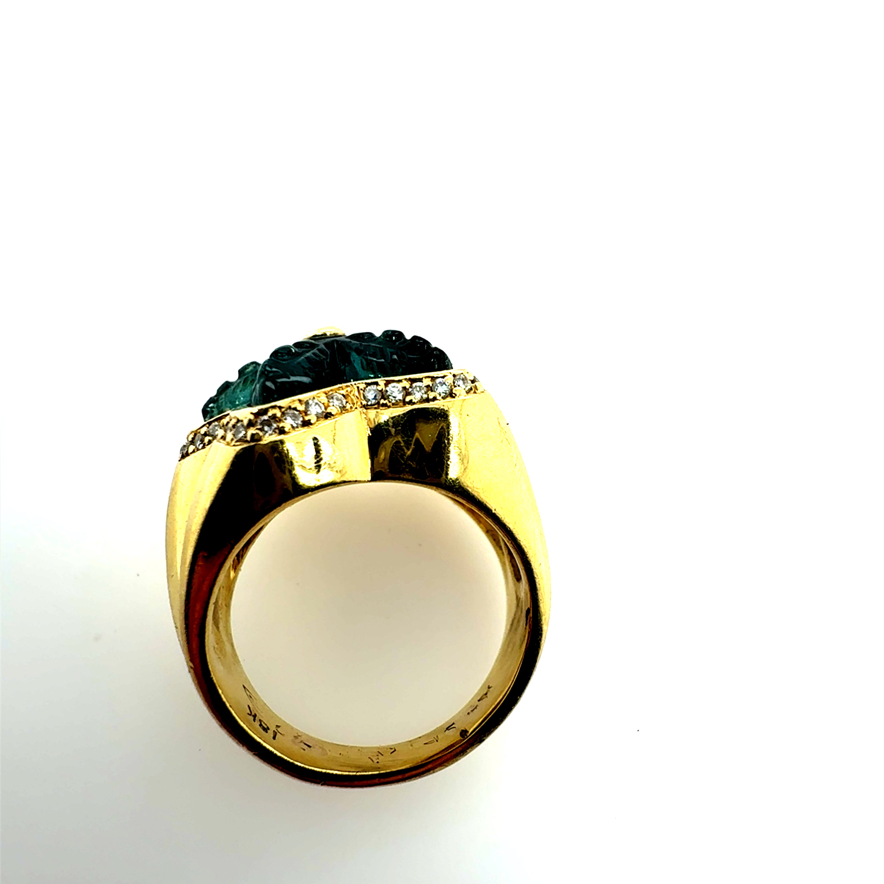 Retro Gold Natural Blue-Green Tourmaline & Diamond Starfish Ring Circa 1980