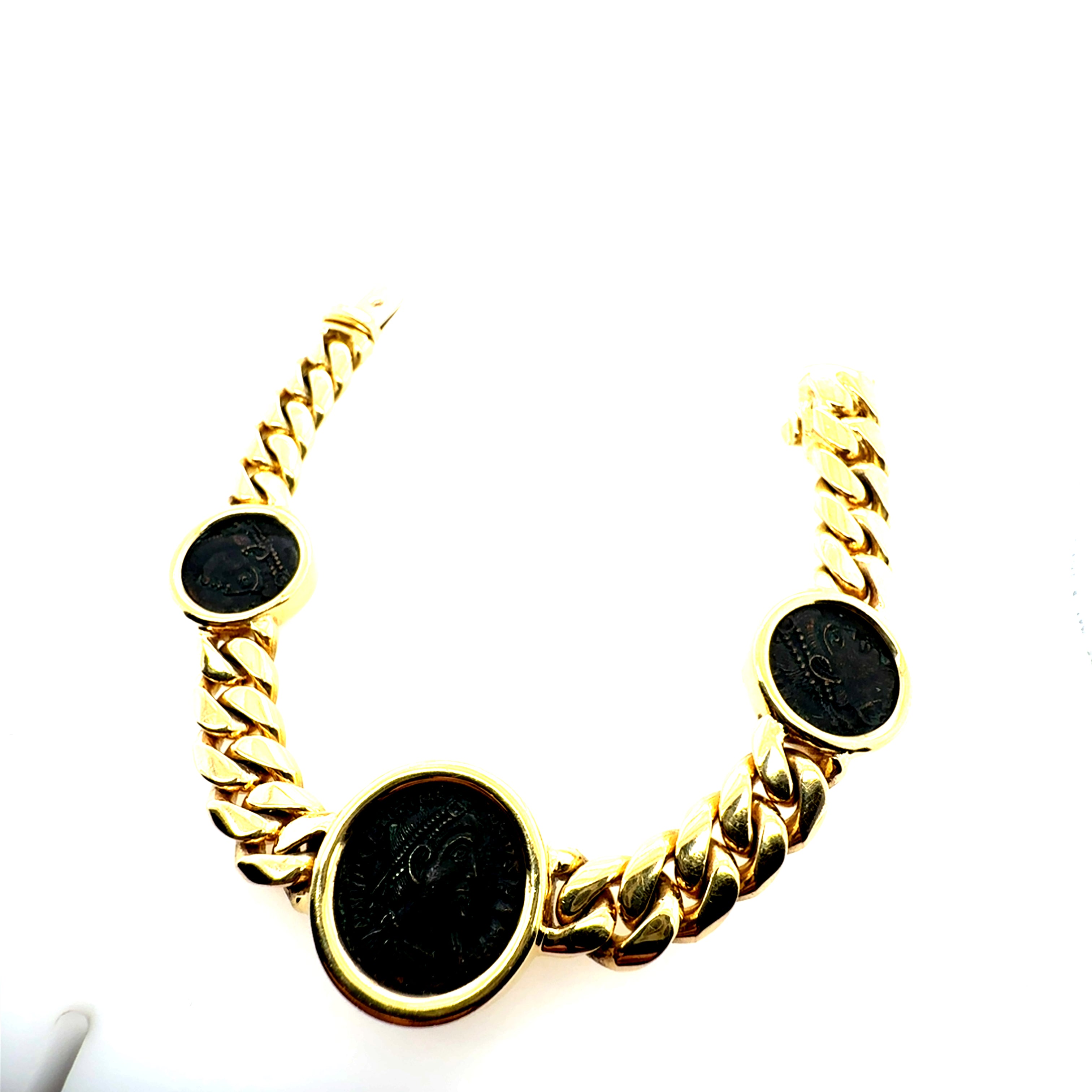 Retro Gold Roman Constantine Coin Bracelet Valentiniano Capri Italy
