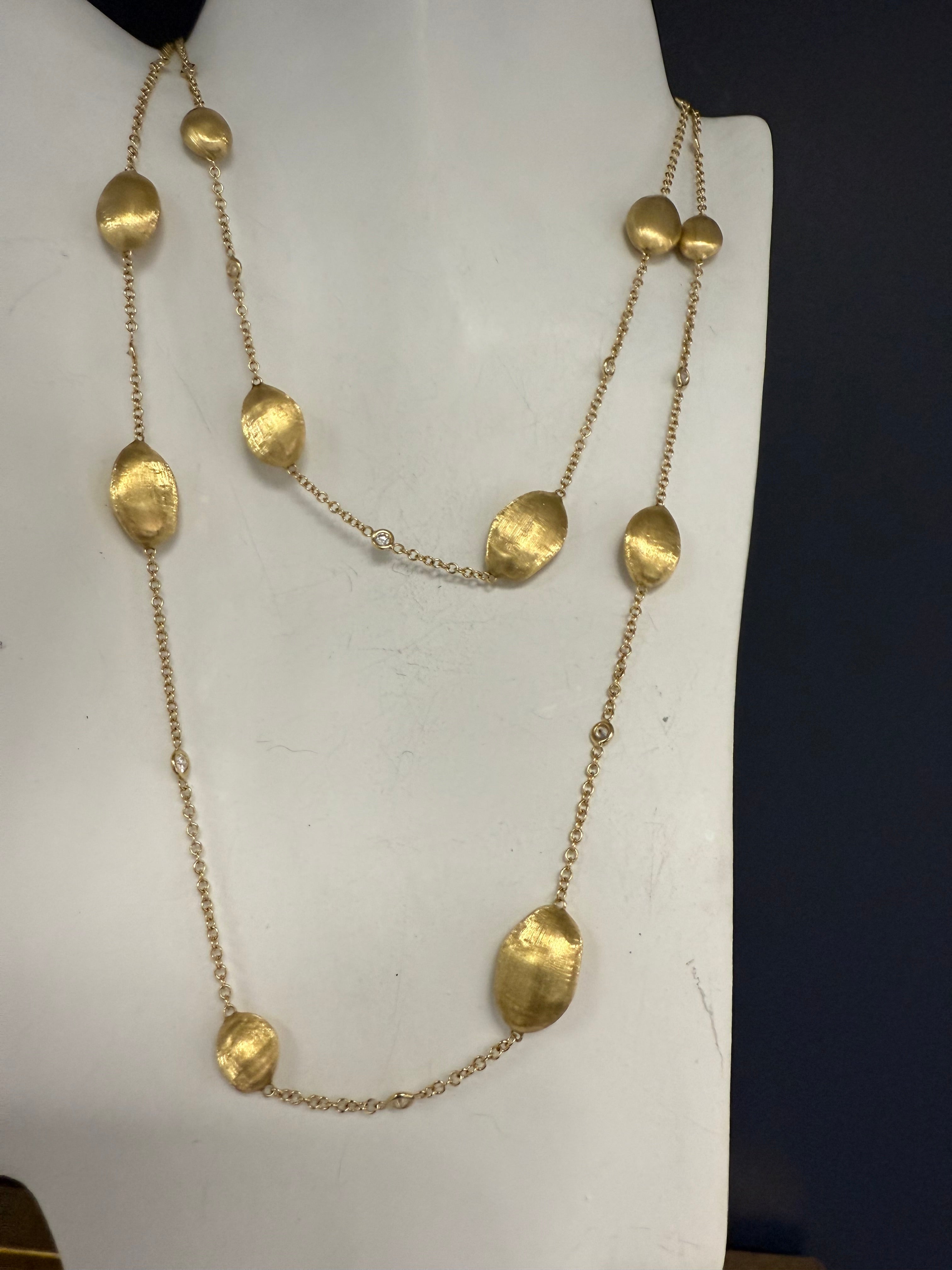 Modern Gold 1 Carat Natural Diamond 36-Inch Necklace by Marco Bicego Italy