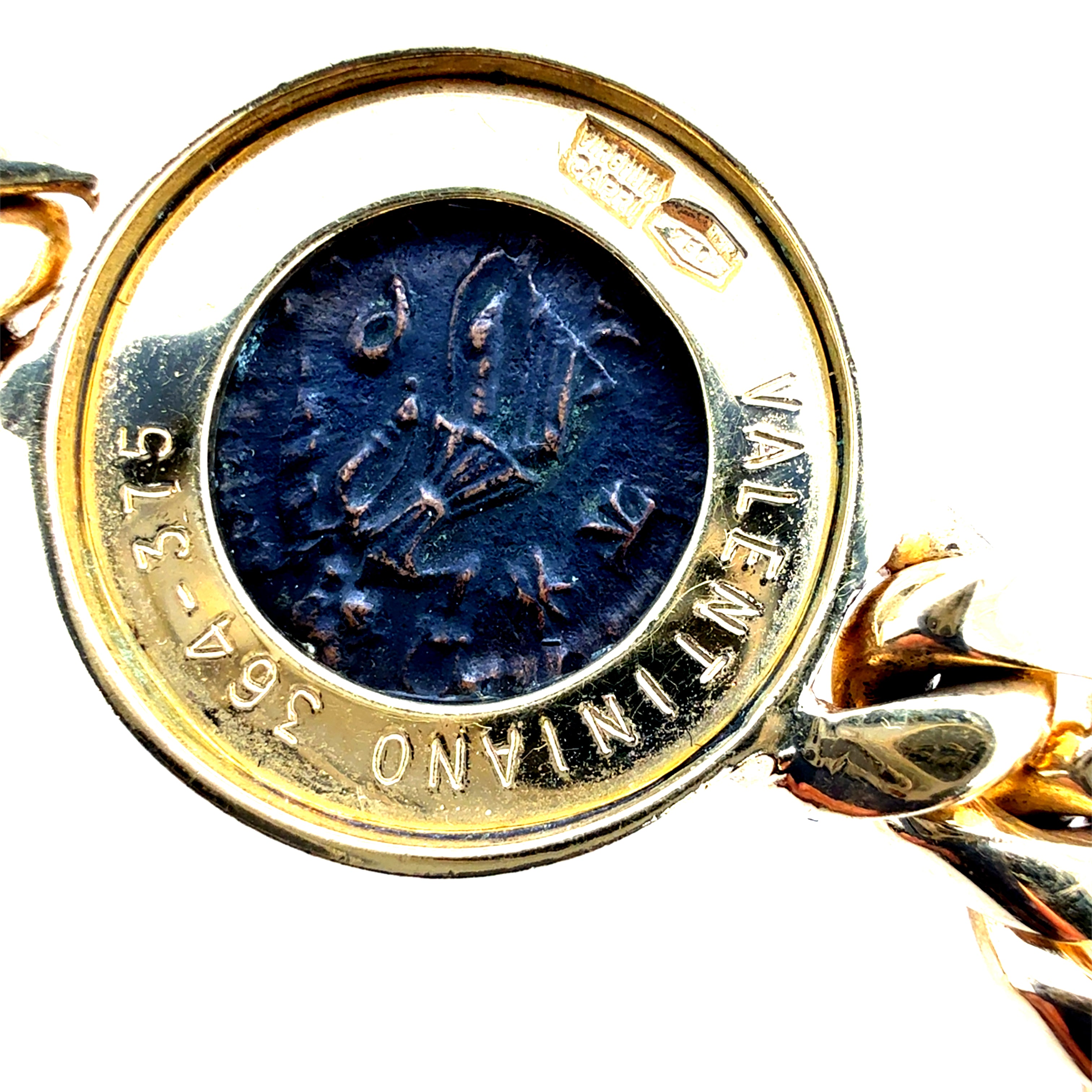 Retro Gold Roman Constantine Coin Bracelet Valentiniano Capri Italy