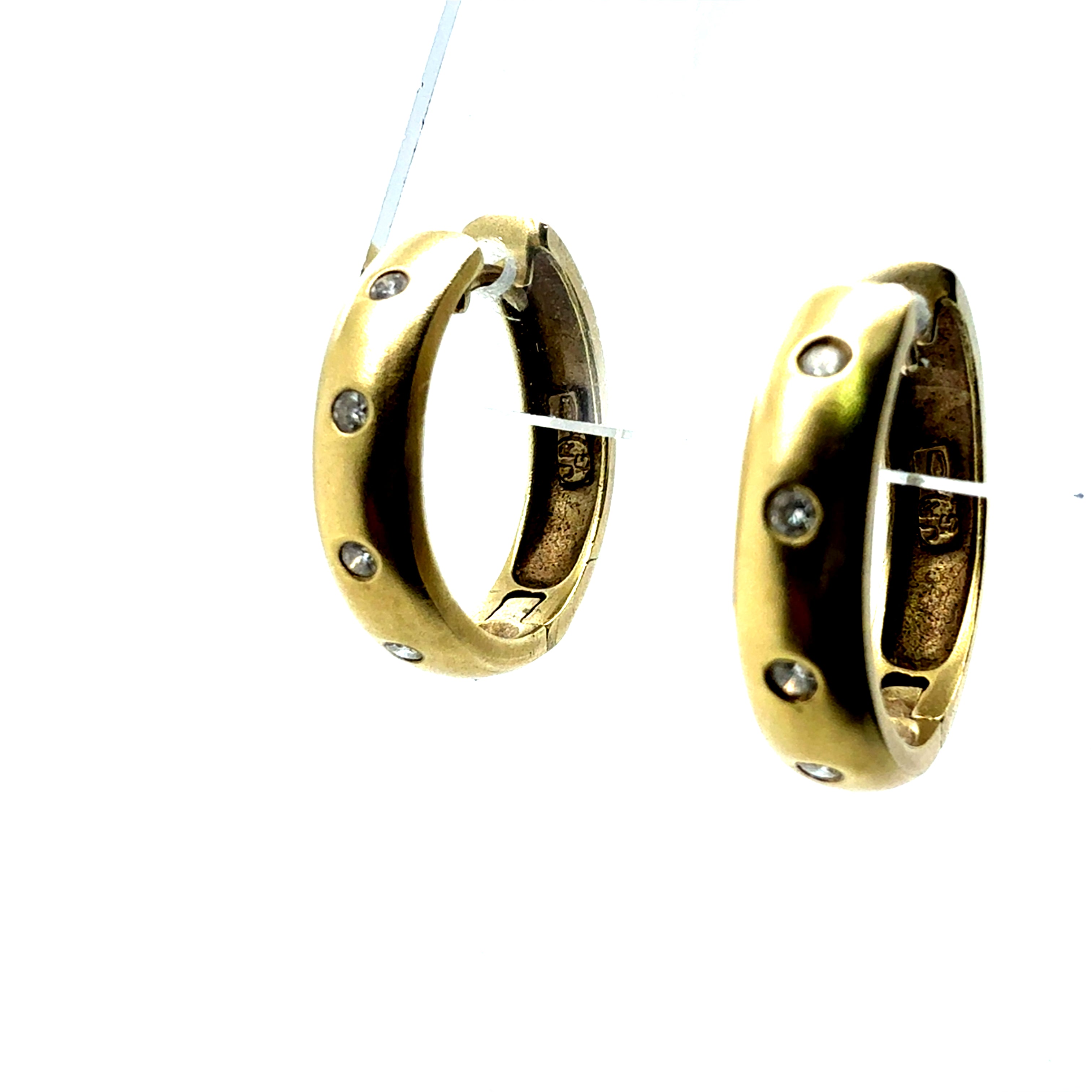 Retro Gold Satin Finish 0.25 Carat Natural Diamond Hoop Earrings