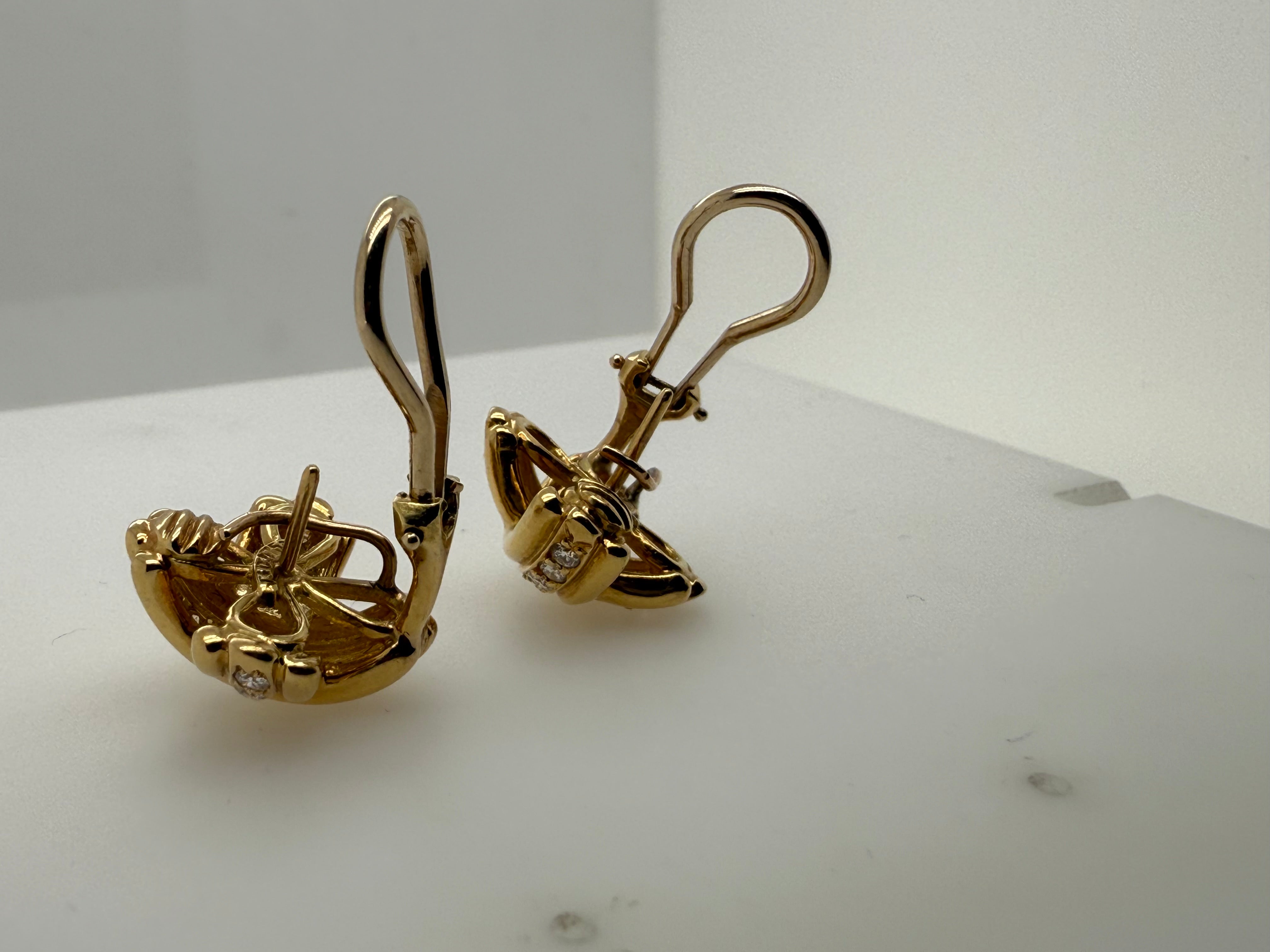 Retro Gold Tiffany & Co Natural One CT Colorless Diamond CrissCross Earrings