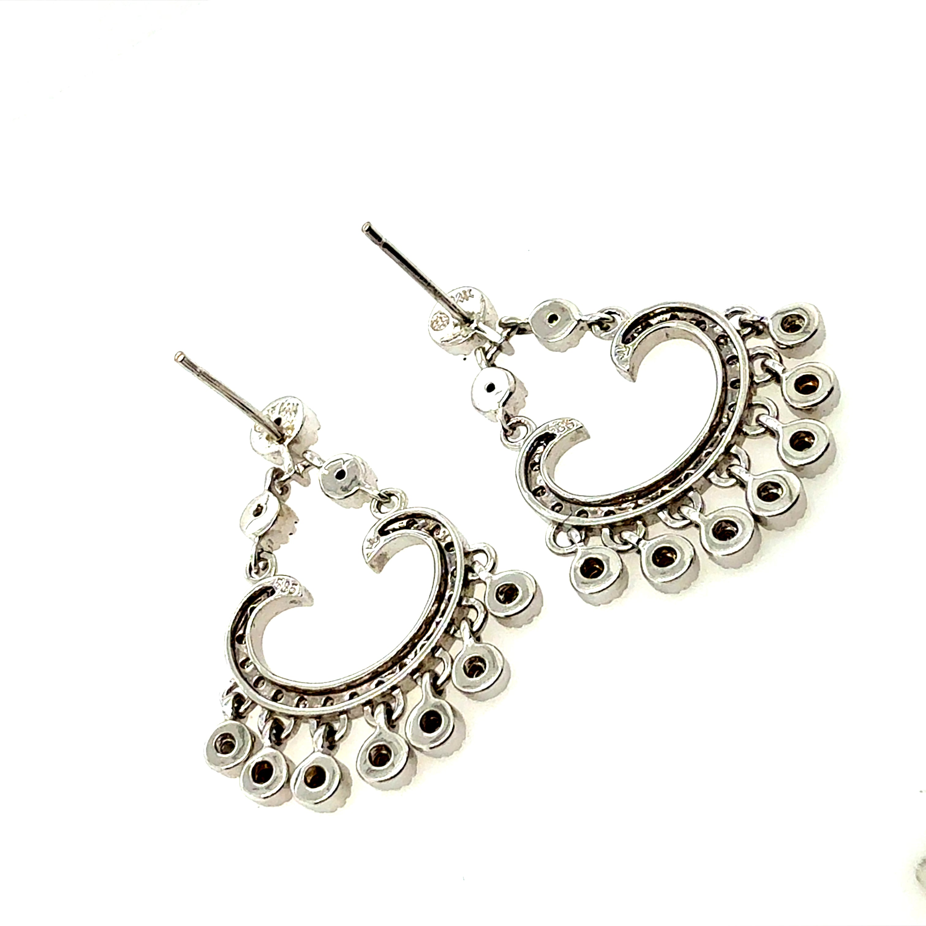 Modern Gold Natural Single Cut Colorless Diamond Drop Earrings 0.45 Carat