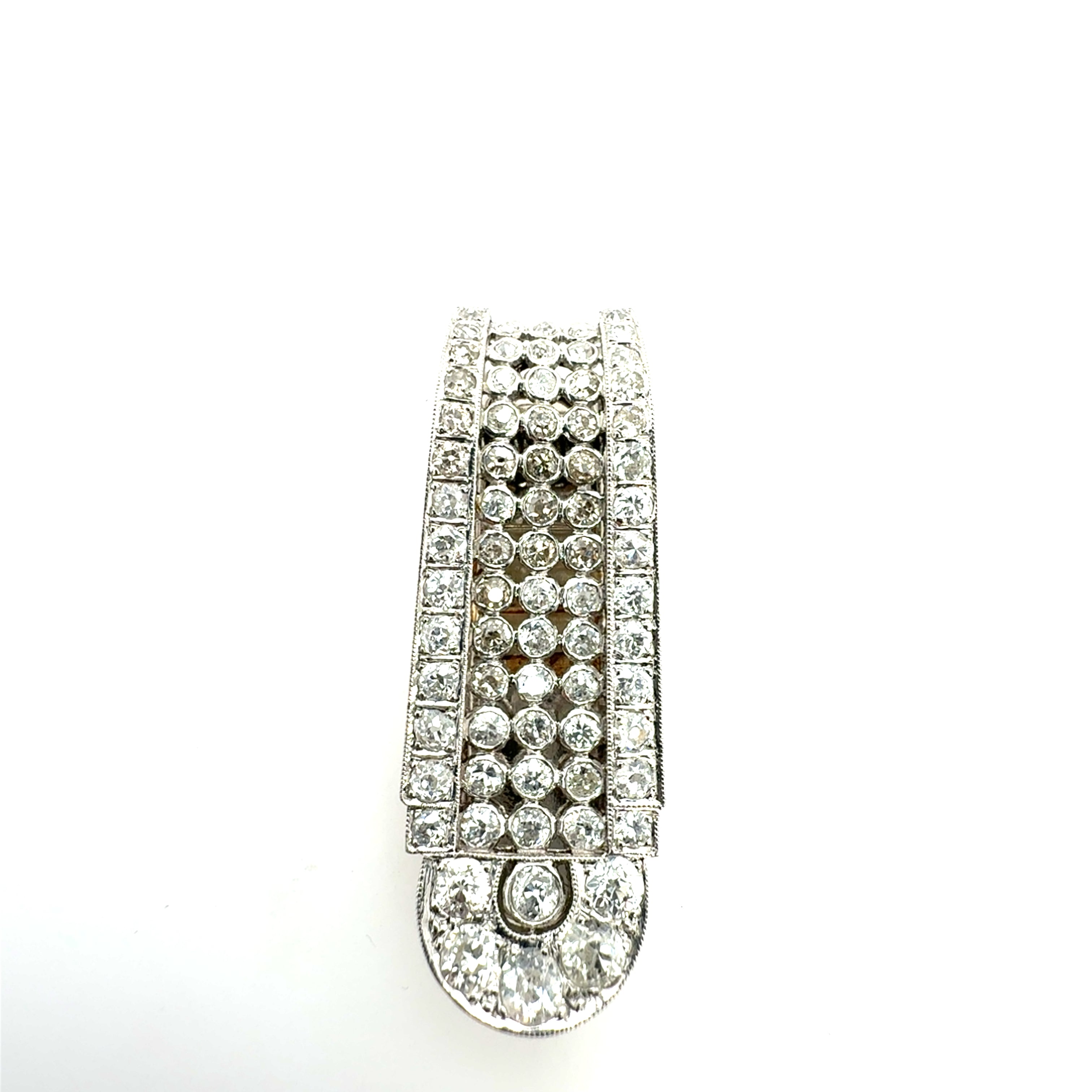 Retro Platinum 5 Carat Old Mine Natural Diamond Tie & Hair Pin Circa 1940