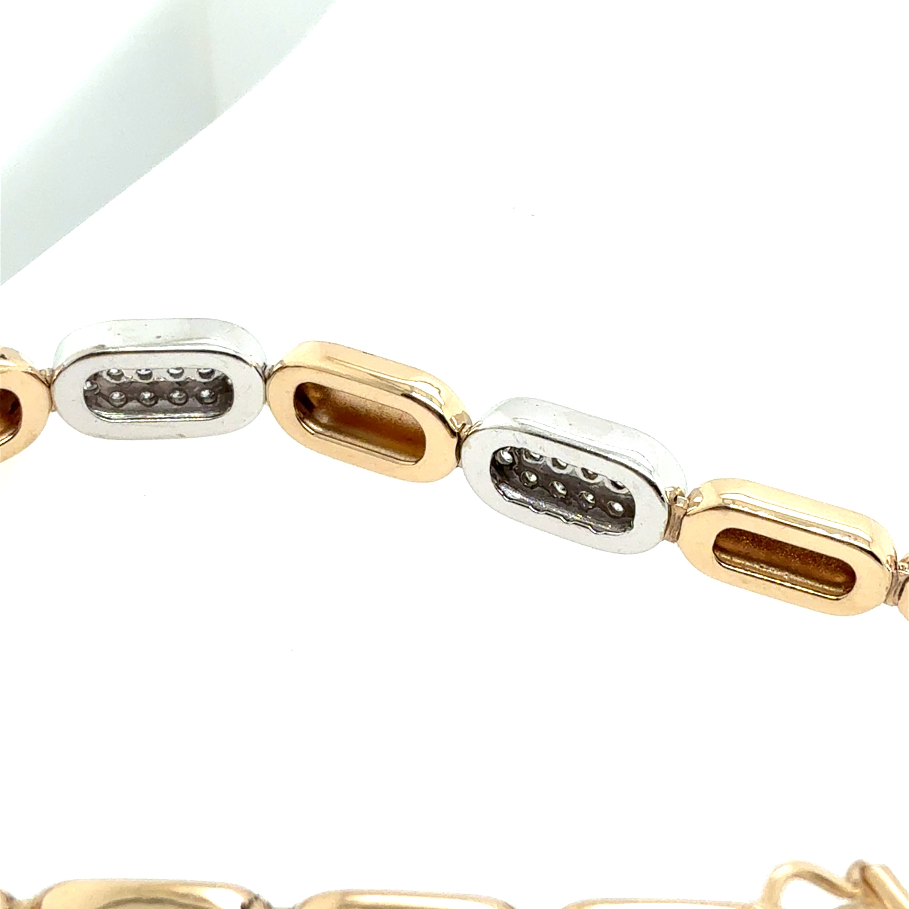 Retro Two Tone Gold 0.50 Carat Natural Diamond Bracelet Circa 1990 Italy