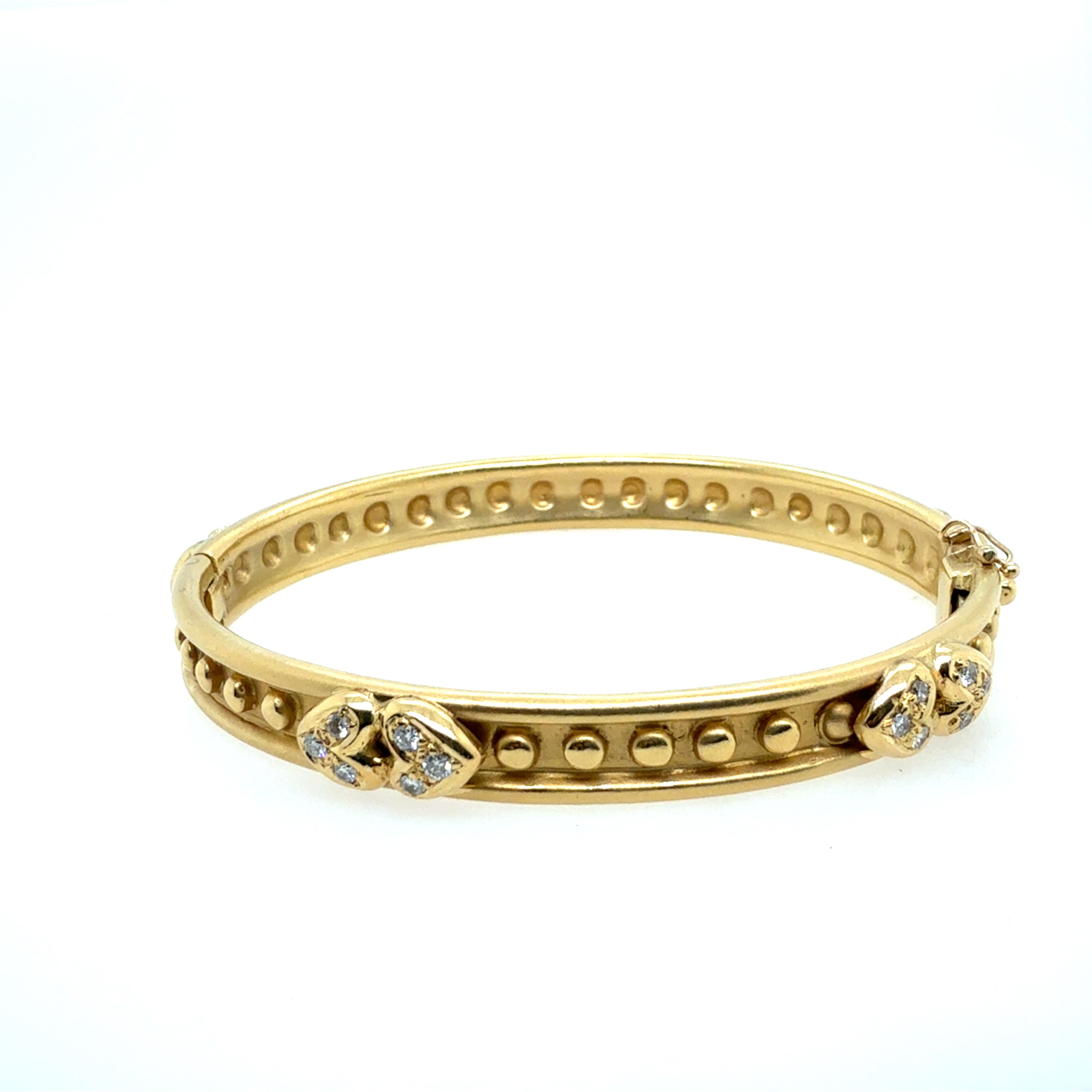 Retro Gold 0.60 CT Natural Diamond Heart Statement Bangle Bracelet