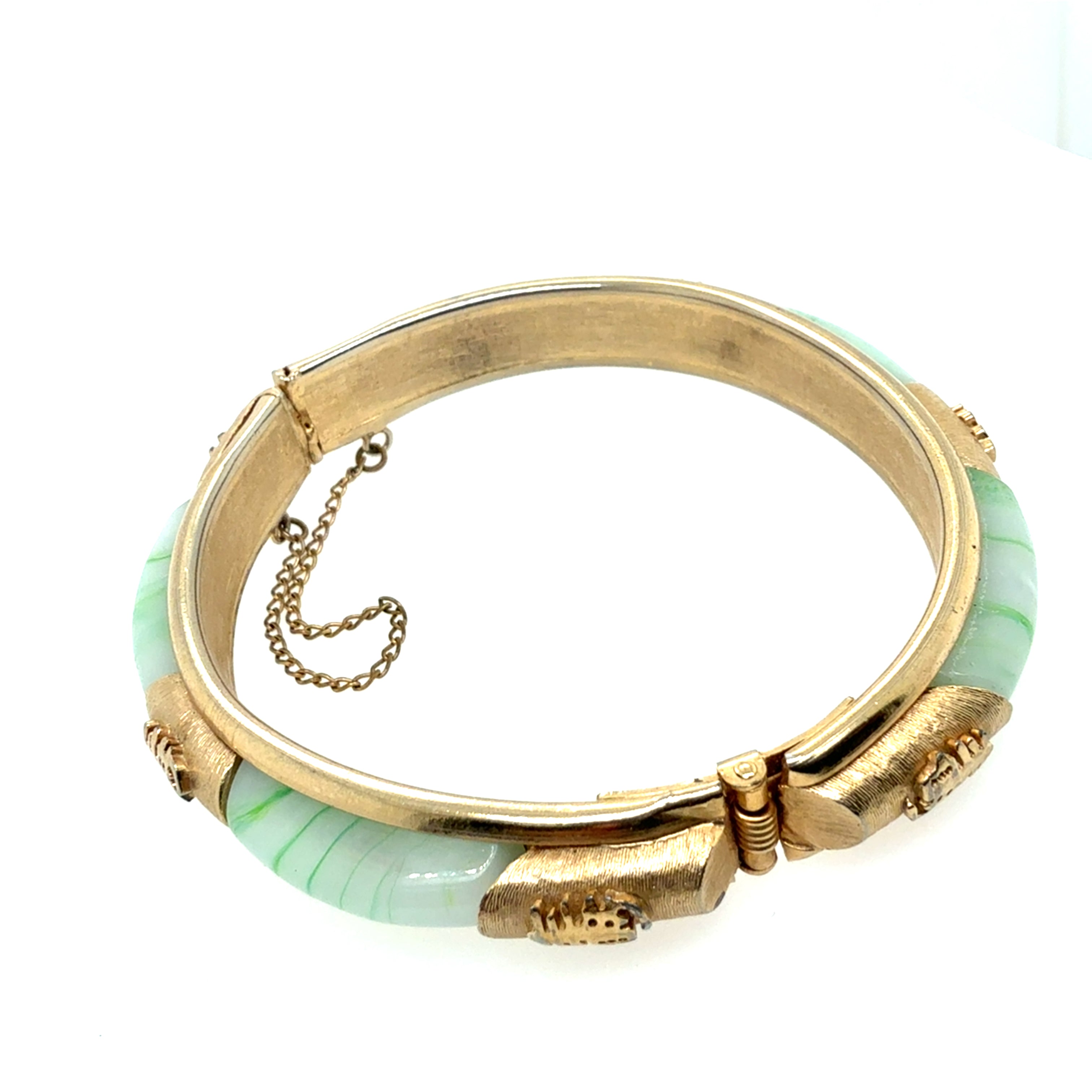 Retro Costume Yellow & Green Jade-Like Imitation Glass Spring Bangle