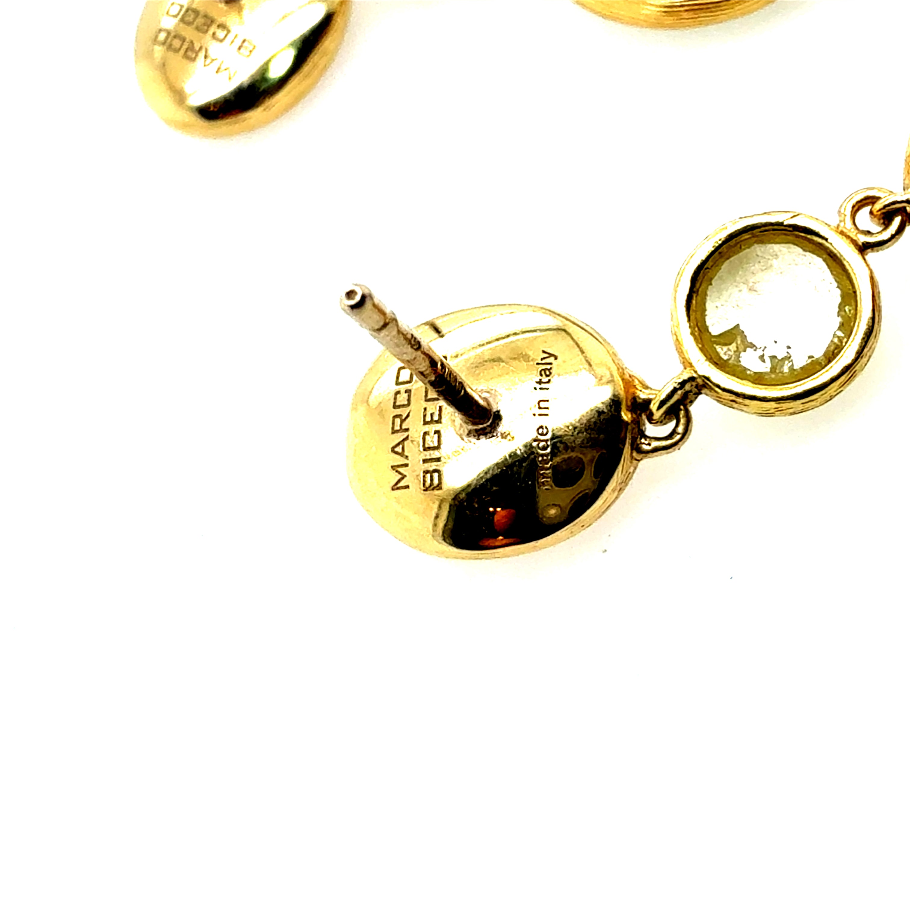 Modern Gold Italian Diamond and Multicolor Rose Drop Earrings Marco BICEGO