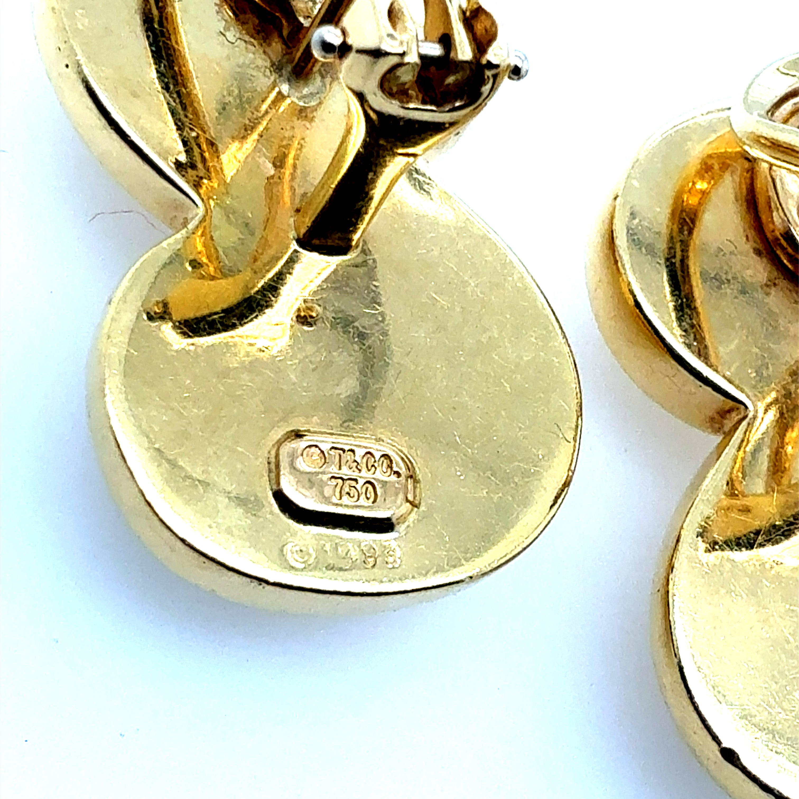 Retro Gold Original Tiffany and Company Spiro Statement Earrings, Circa 1990