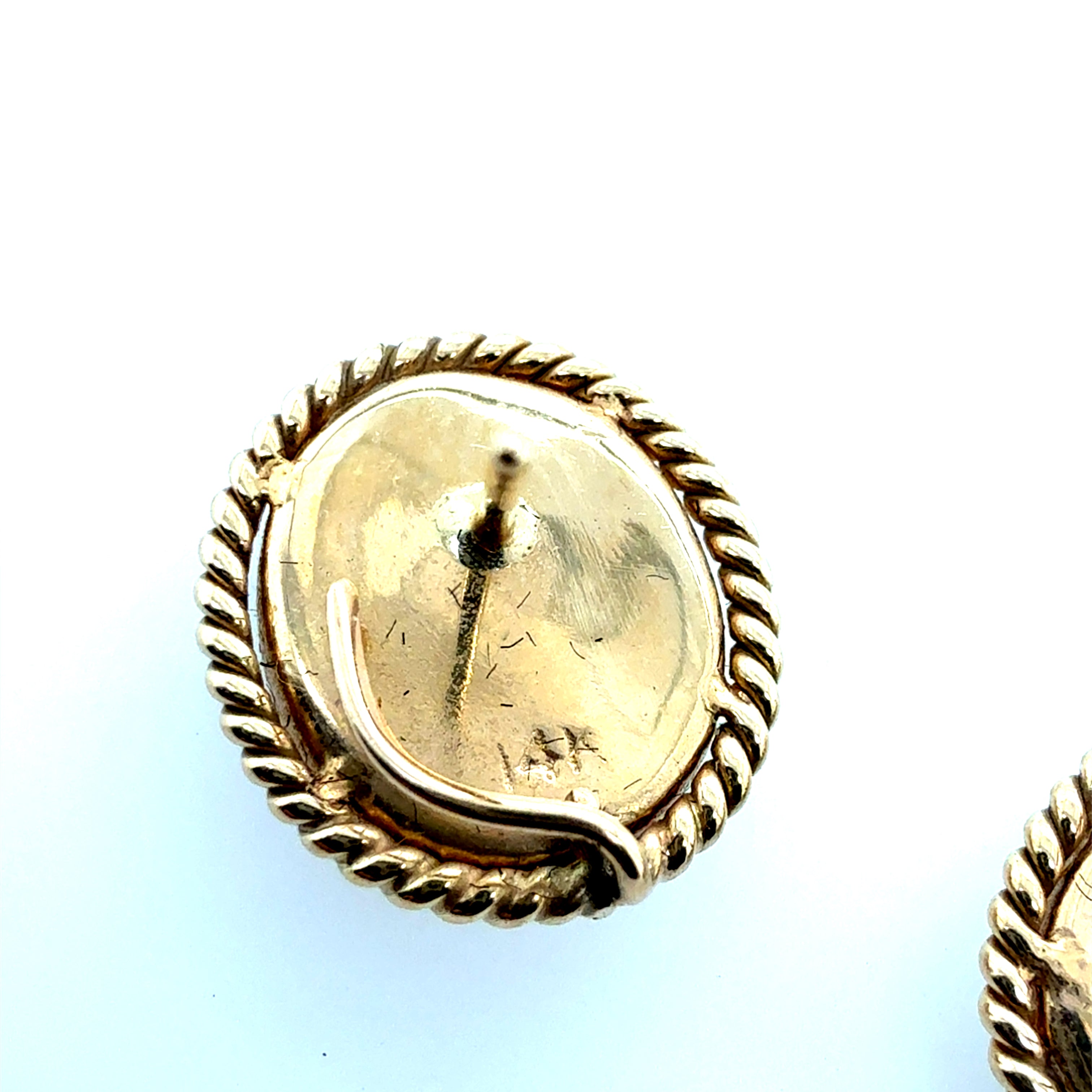 Retro Gold Cabochon Shaped Opal Statement Earrings Circa 1980