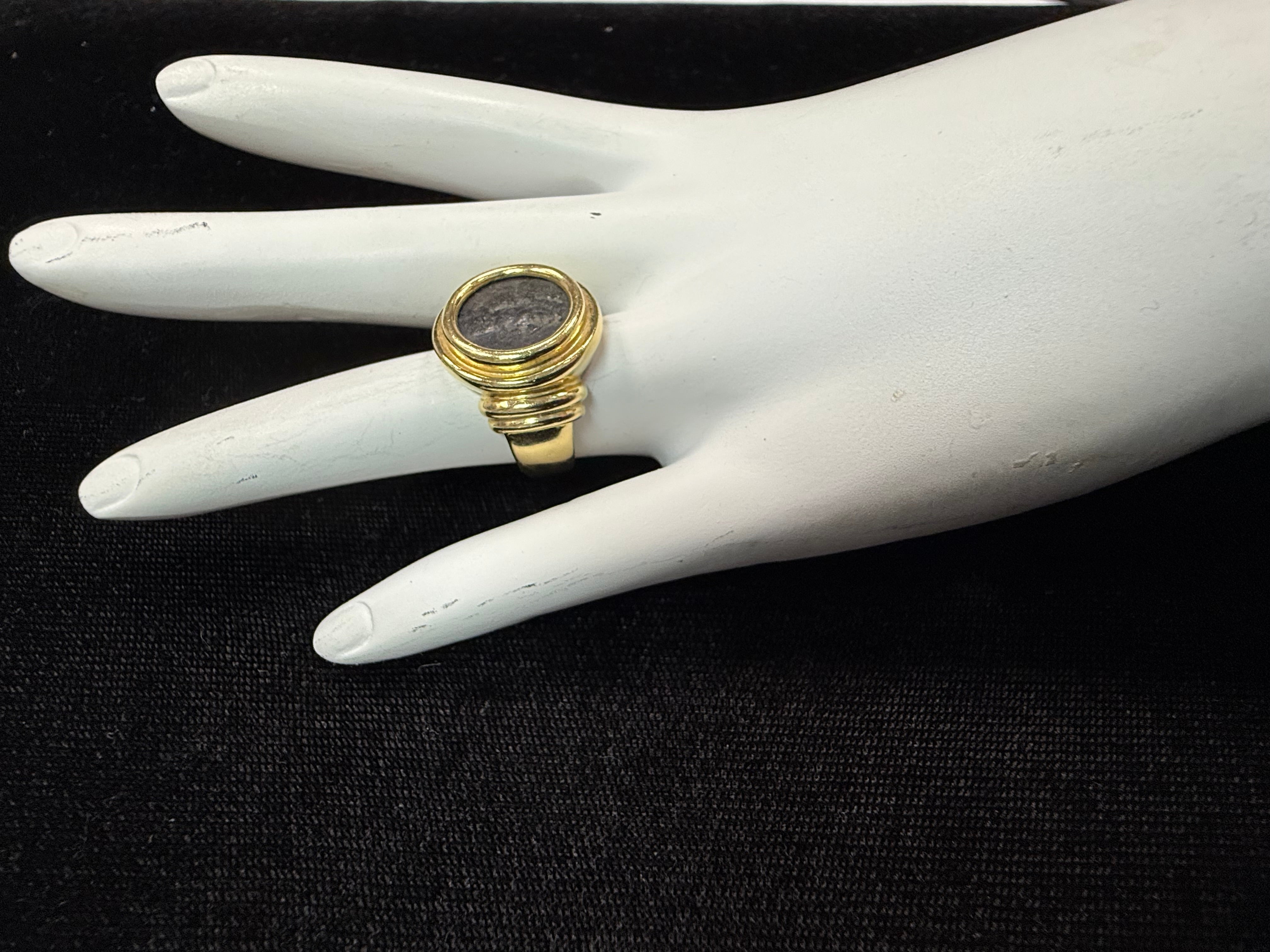Retro Gold Ancient Roman Coin Theodosius Made in Italy Statement Ring