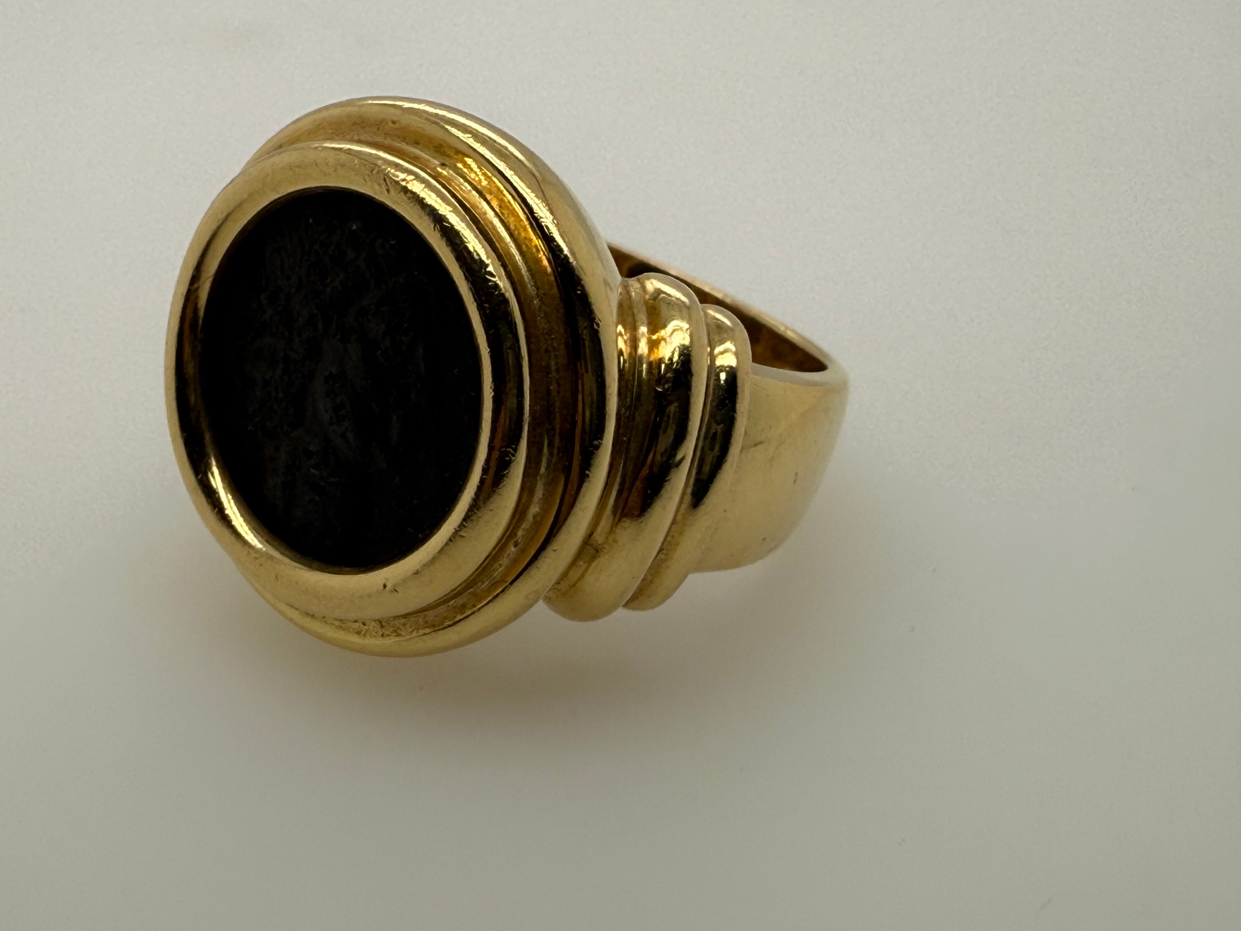 Retro Gold Ancient Roman Coin Theodosius Made in Italy Statement Ring