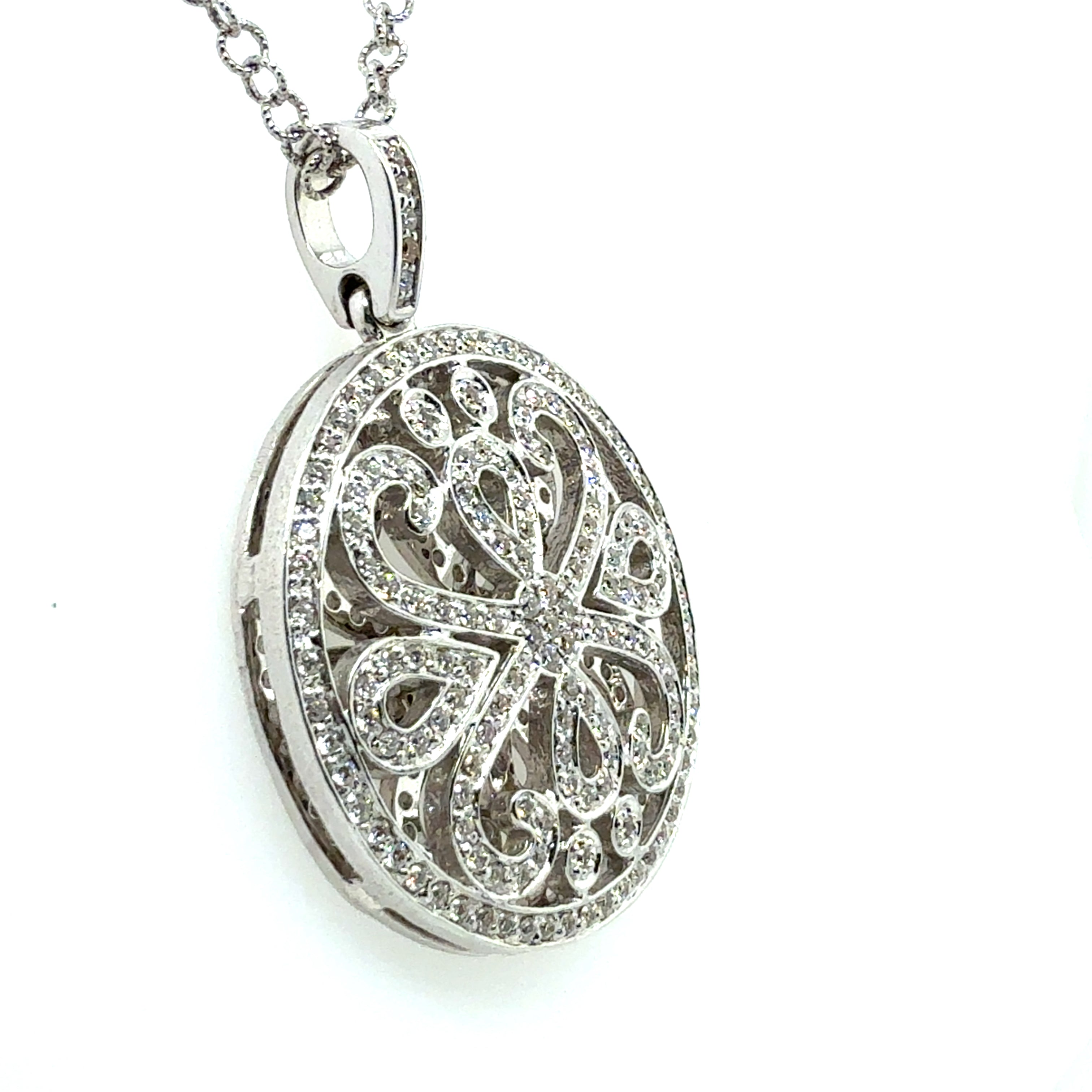Modern White Gold 1 Carat Natural Round Diamond Medallion Pendant