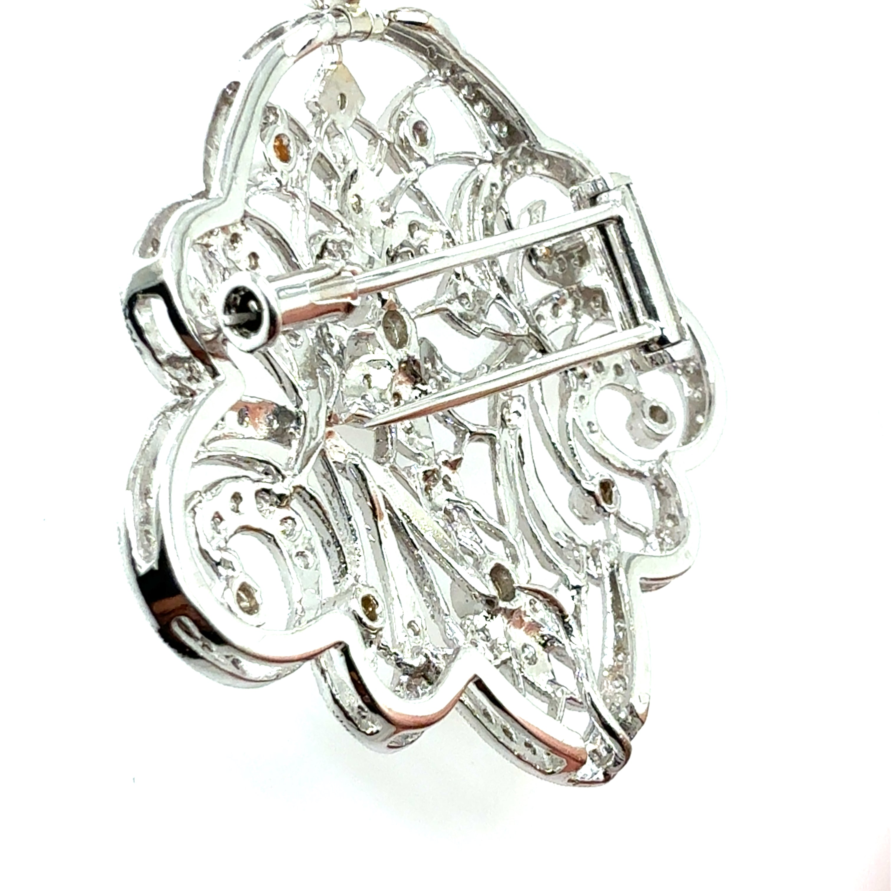 Modern White Gold 1.25 Carat Natural Colorless Diamond Pendant & Brooche