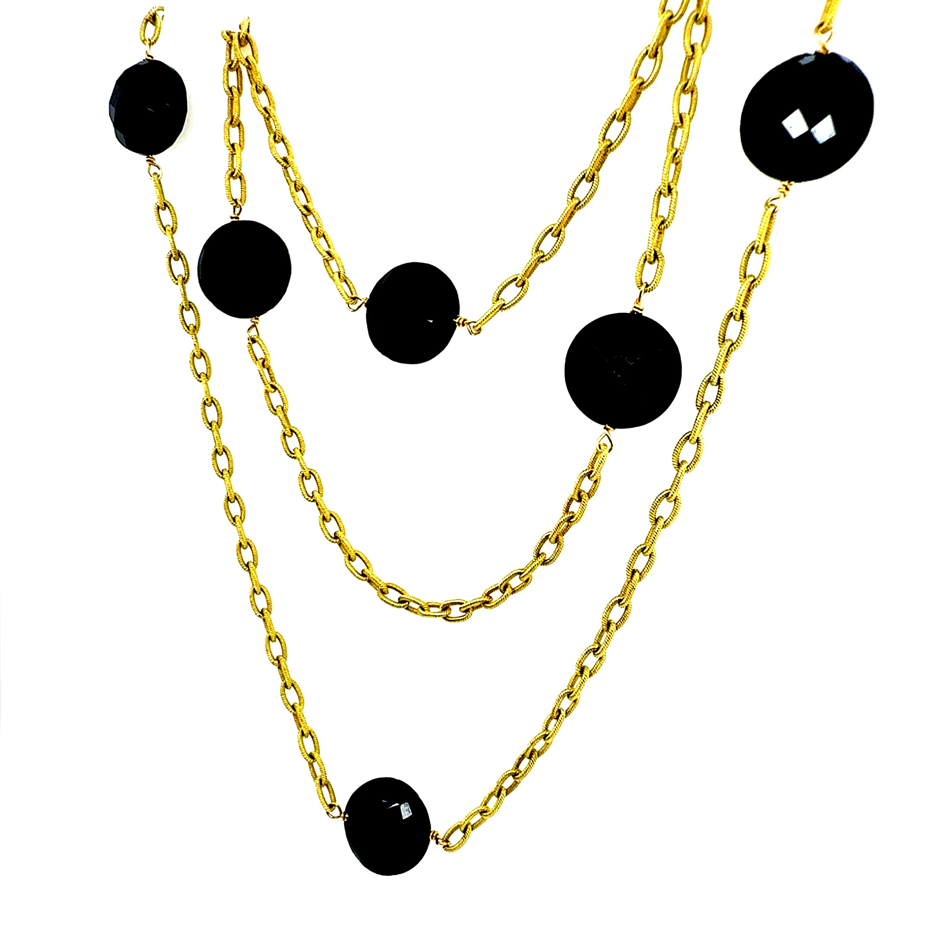 Retro Gold 66 Inch Opera Statement Necklace Made in Italy