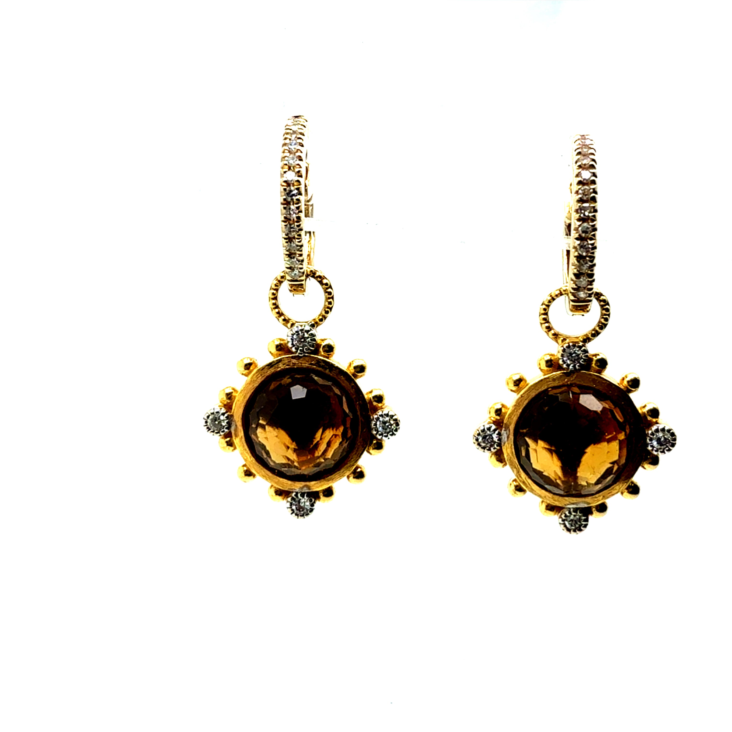 Retro Inès de la Fressange Natural Diamond & Rose-Cut Citrine Drop Earrings