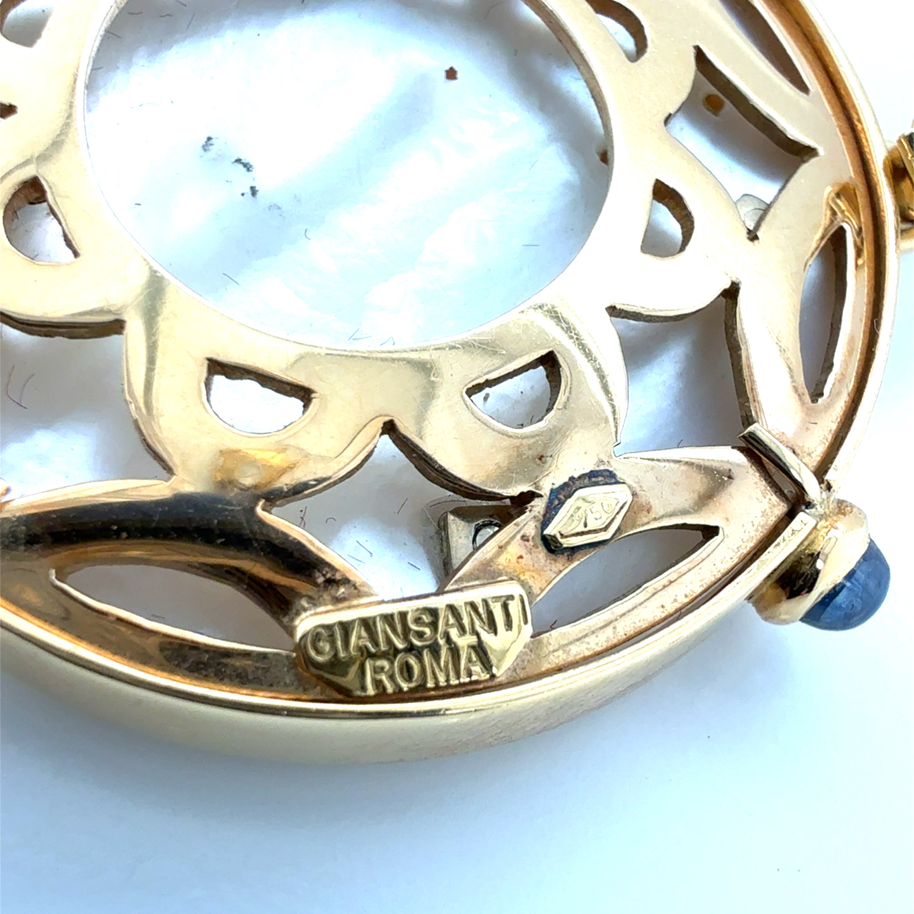 Retro Gold Multicolor CAB Natural Gems Pendant by GIANSANTI ROMA