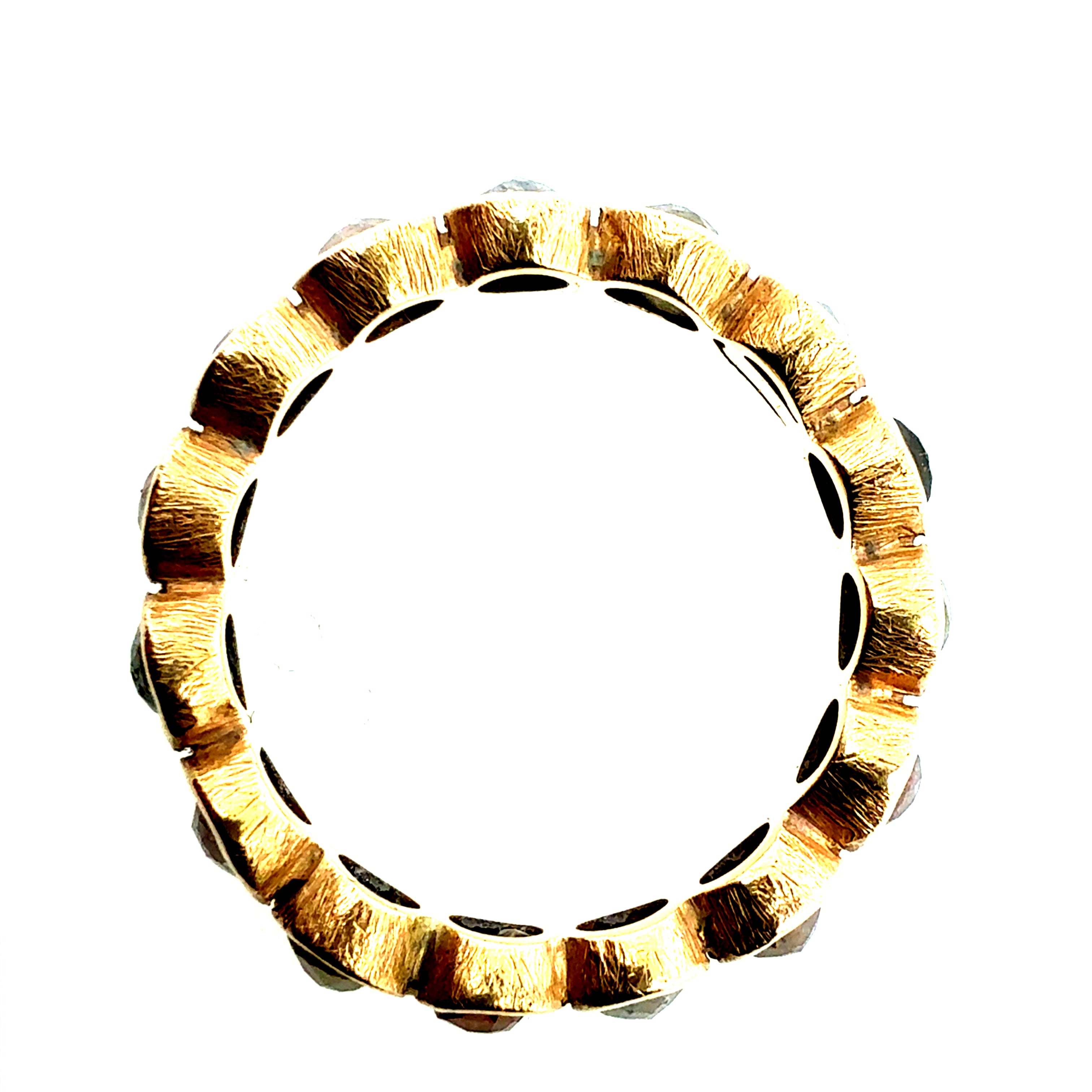 Modern Gold 3 Carat Natural Multicolor Rose Cut Diamond Eternity Band