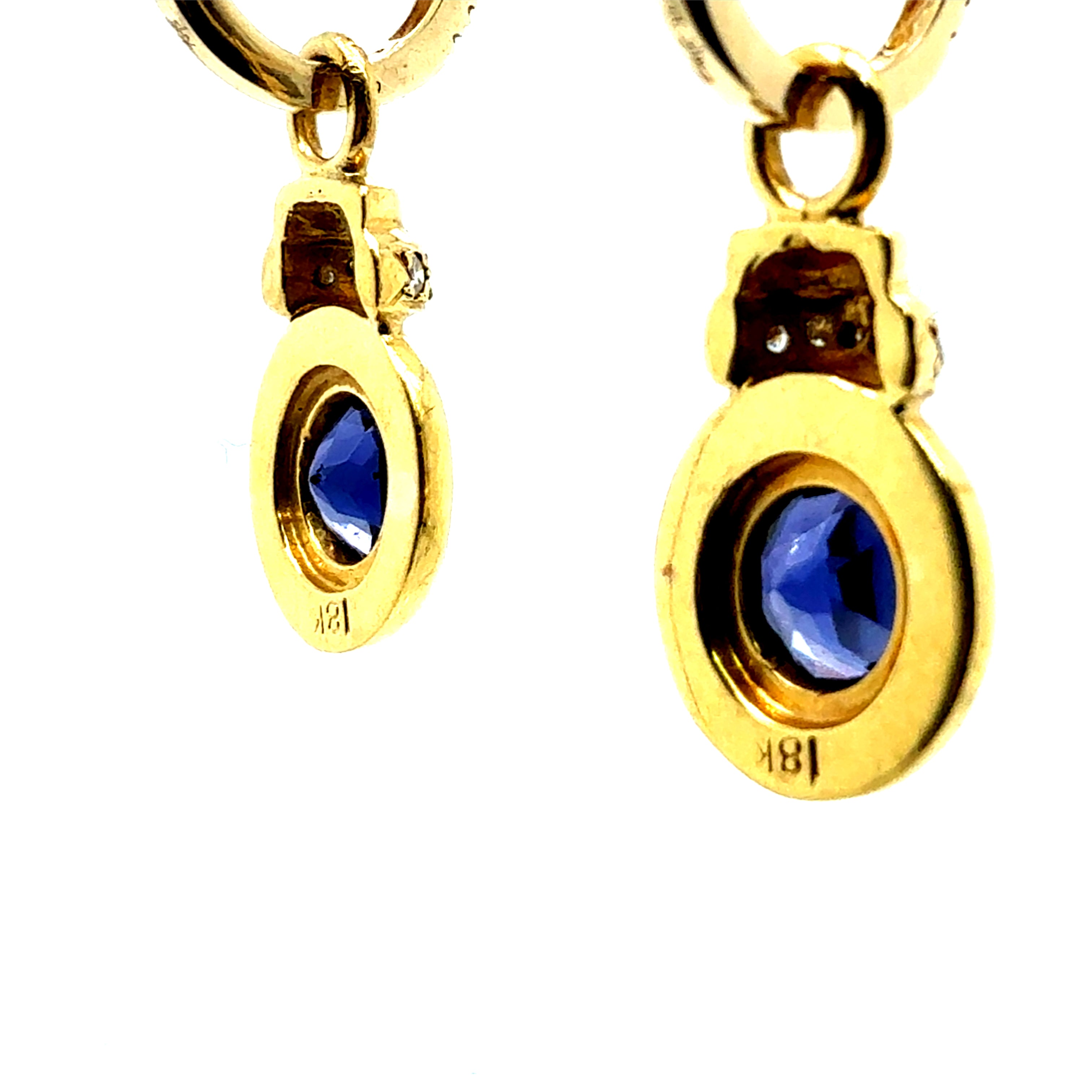 Retro Yellow Gold Drop Enhancer Earrings with Natural Diamonds and Tsavorites