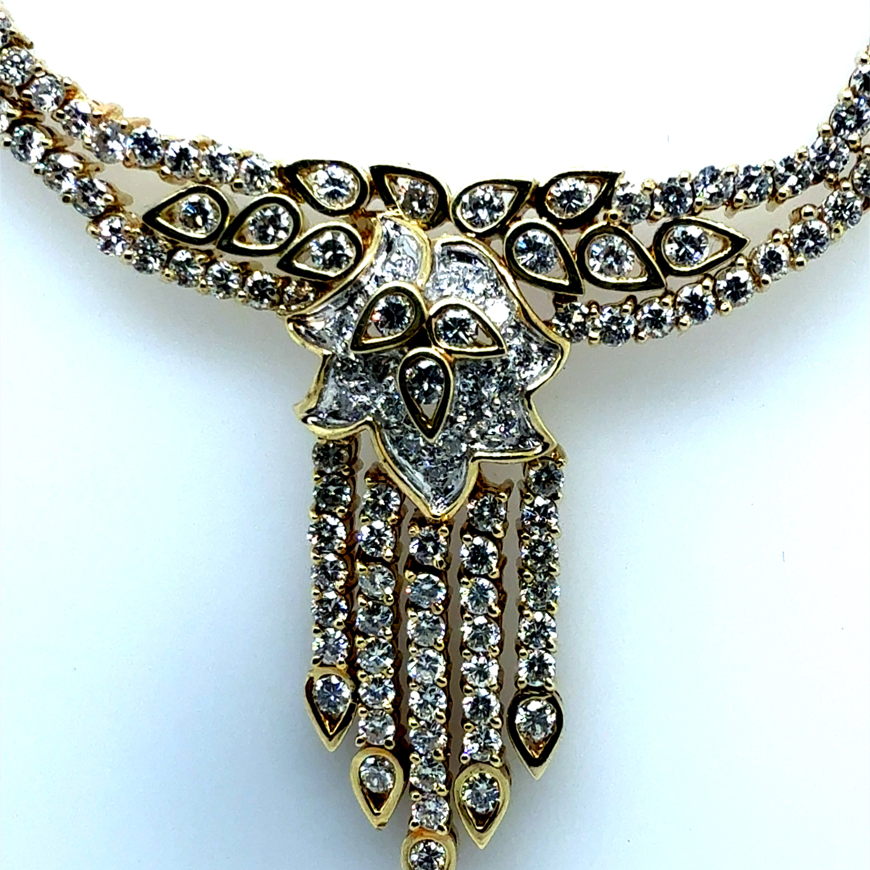 Retro Gold 5 Carat Natural Diamond Statement Necklace, Circa 1975