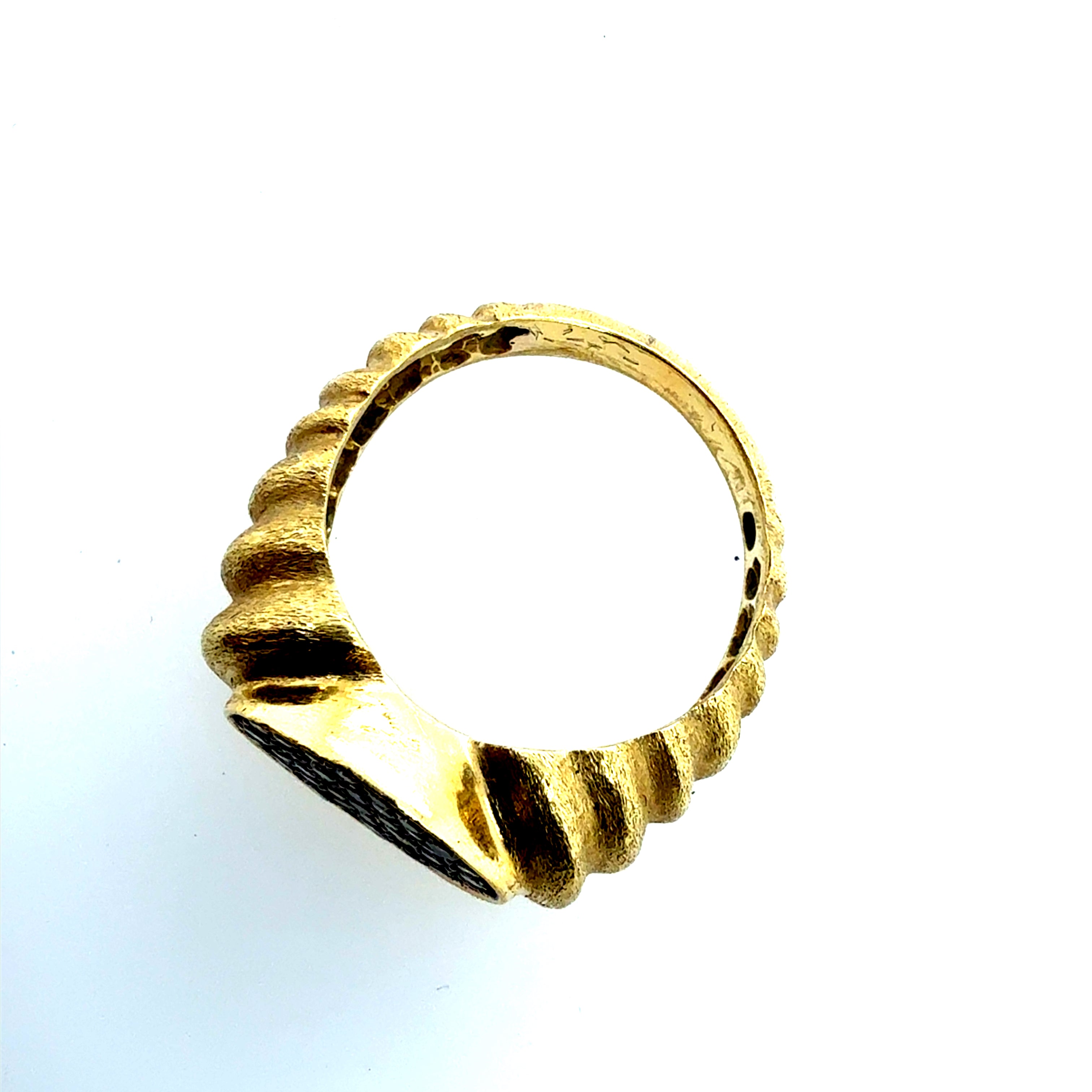 Retro Brushed Yellow Gold Natural Diamond Statement Ring by R. Stone