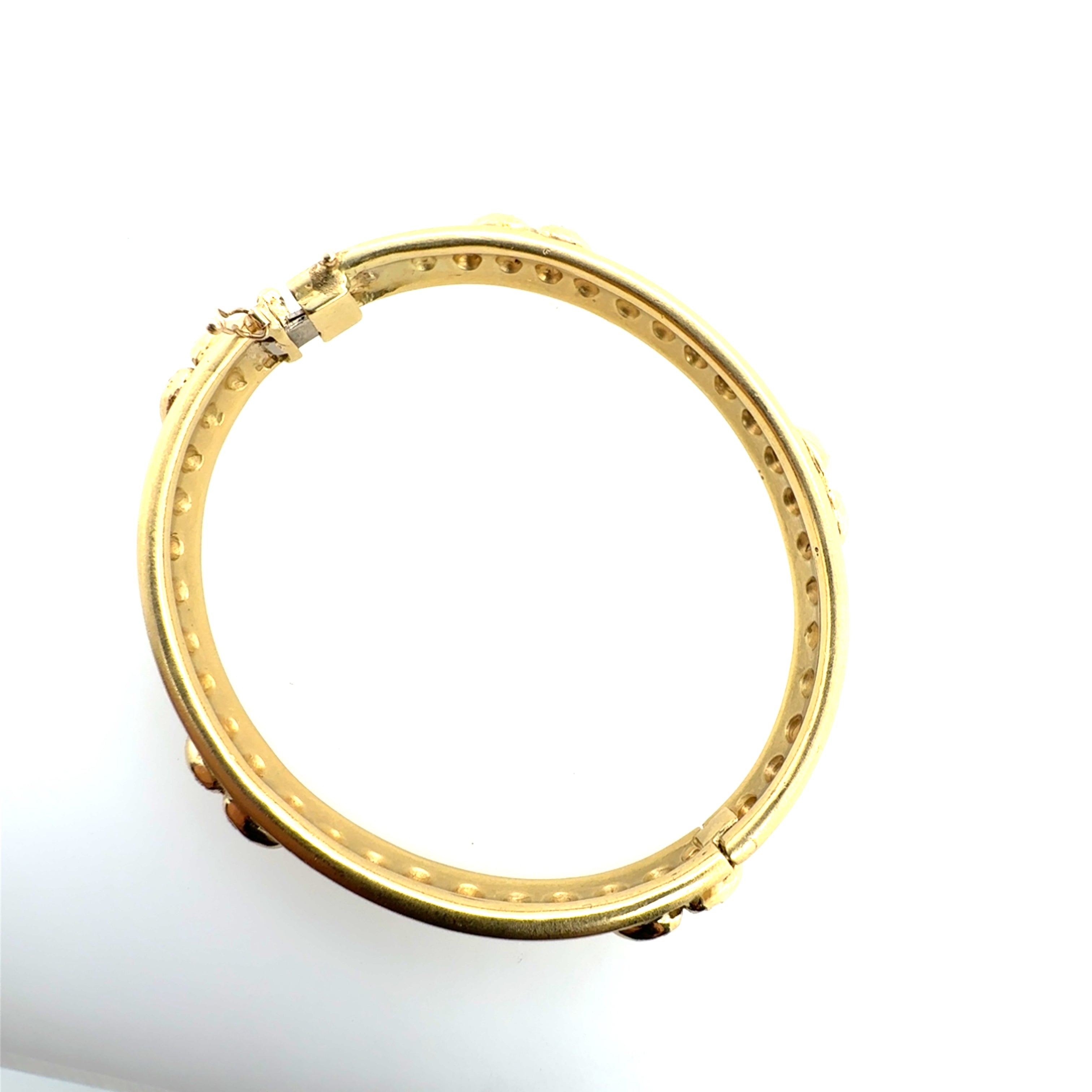 Retro Gold 0.60 CT Natural Diamond Heart Statement Bangle Bracelet