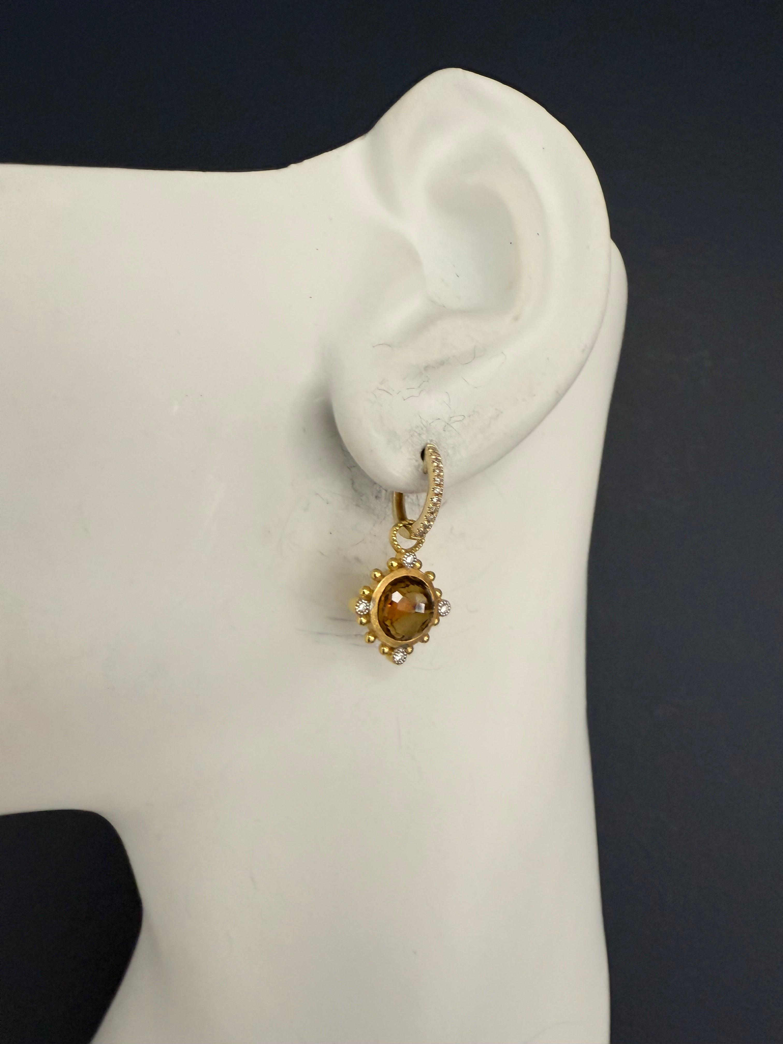 Retro Inès de la Fressange Natural Diamond & Rose-Cut Citrine Drop Earrings