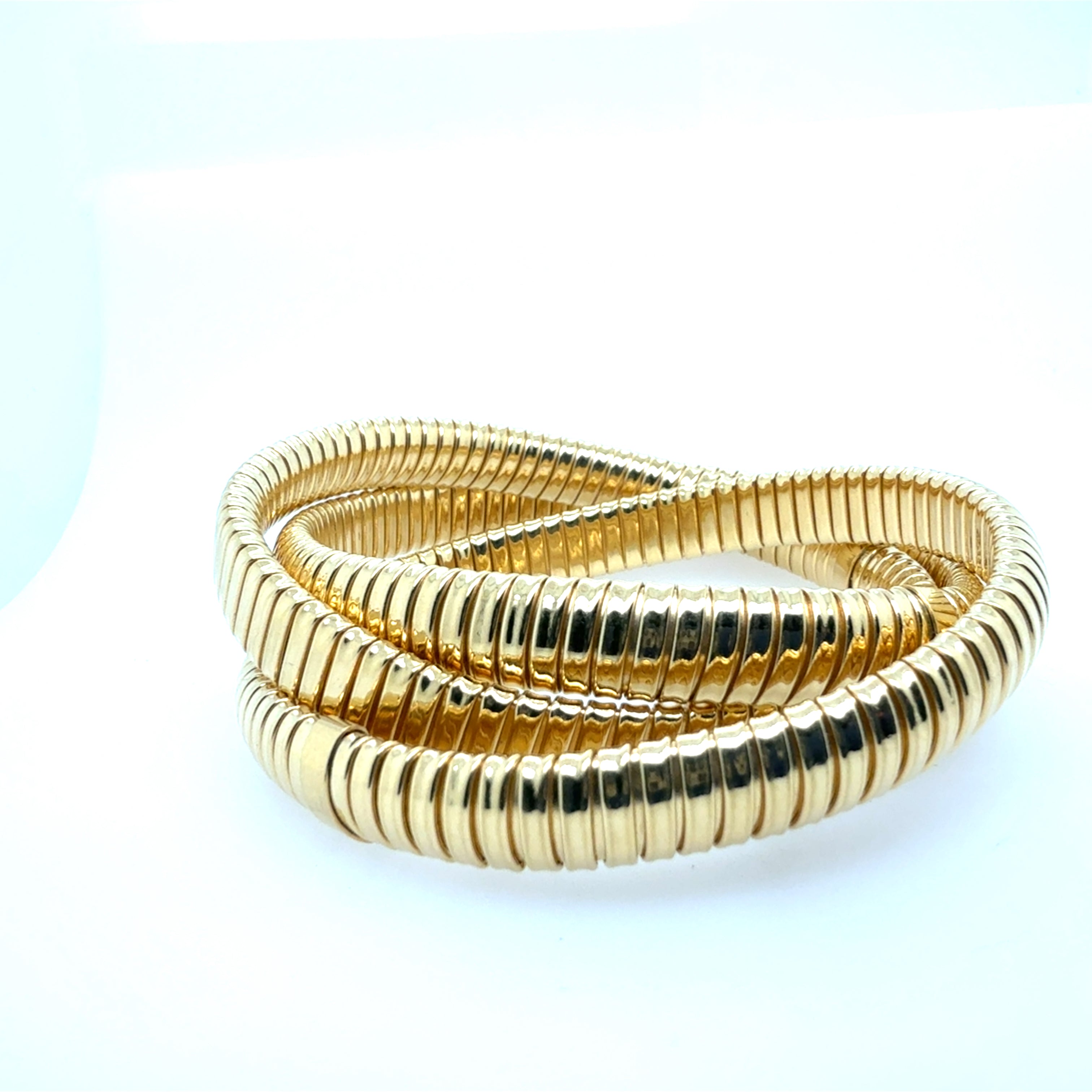 Retro 18K Yellow Gold Triple-Strand Flexible Bracelet by HERCO