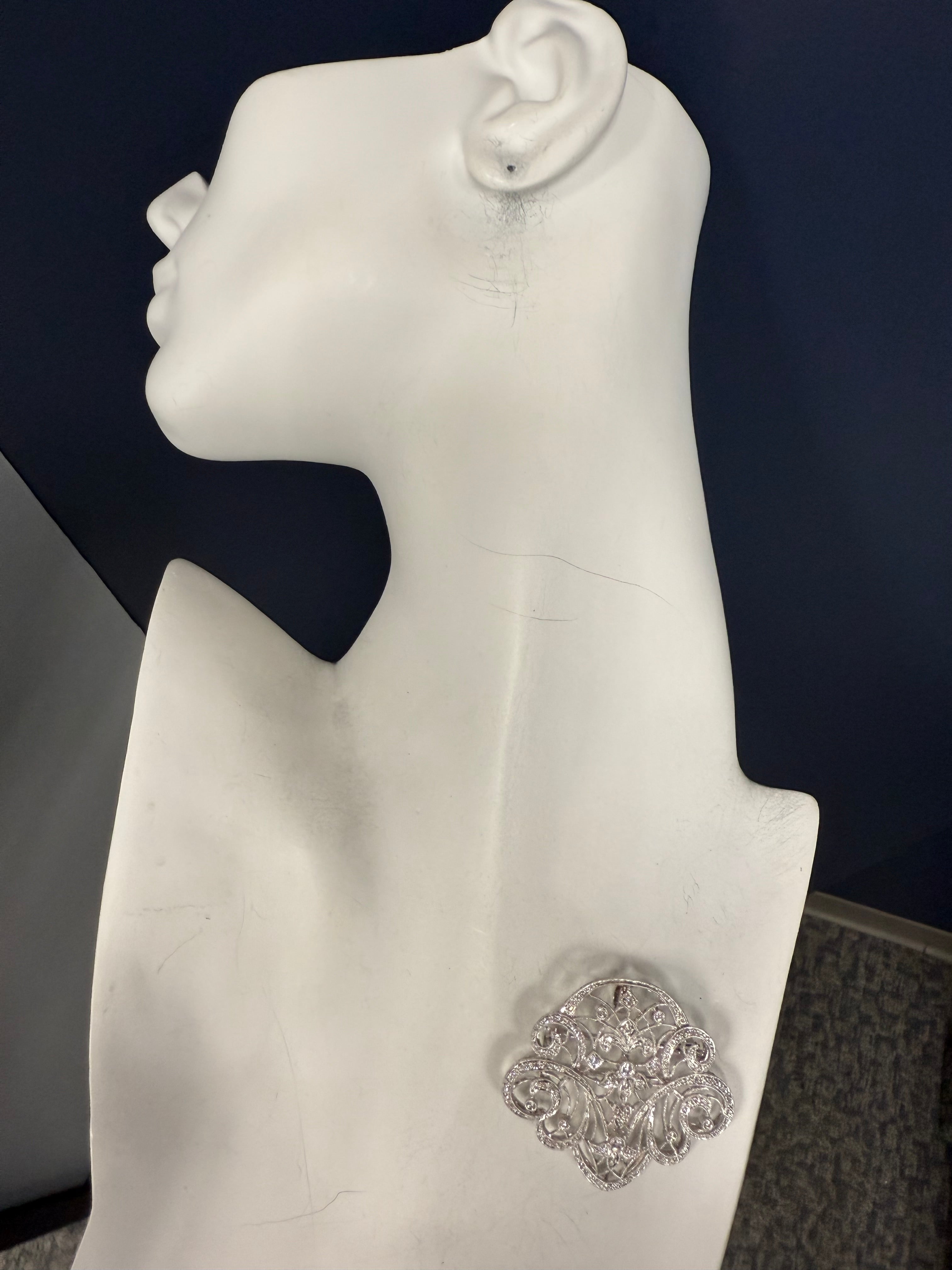 Modern White Gold 1.25 Carat Natural Colorless Diamond Pendant & Brooche