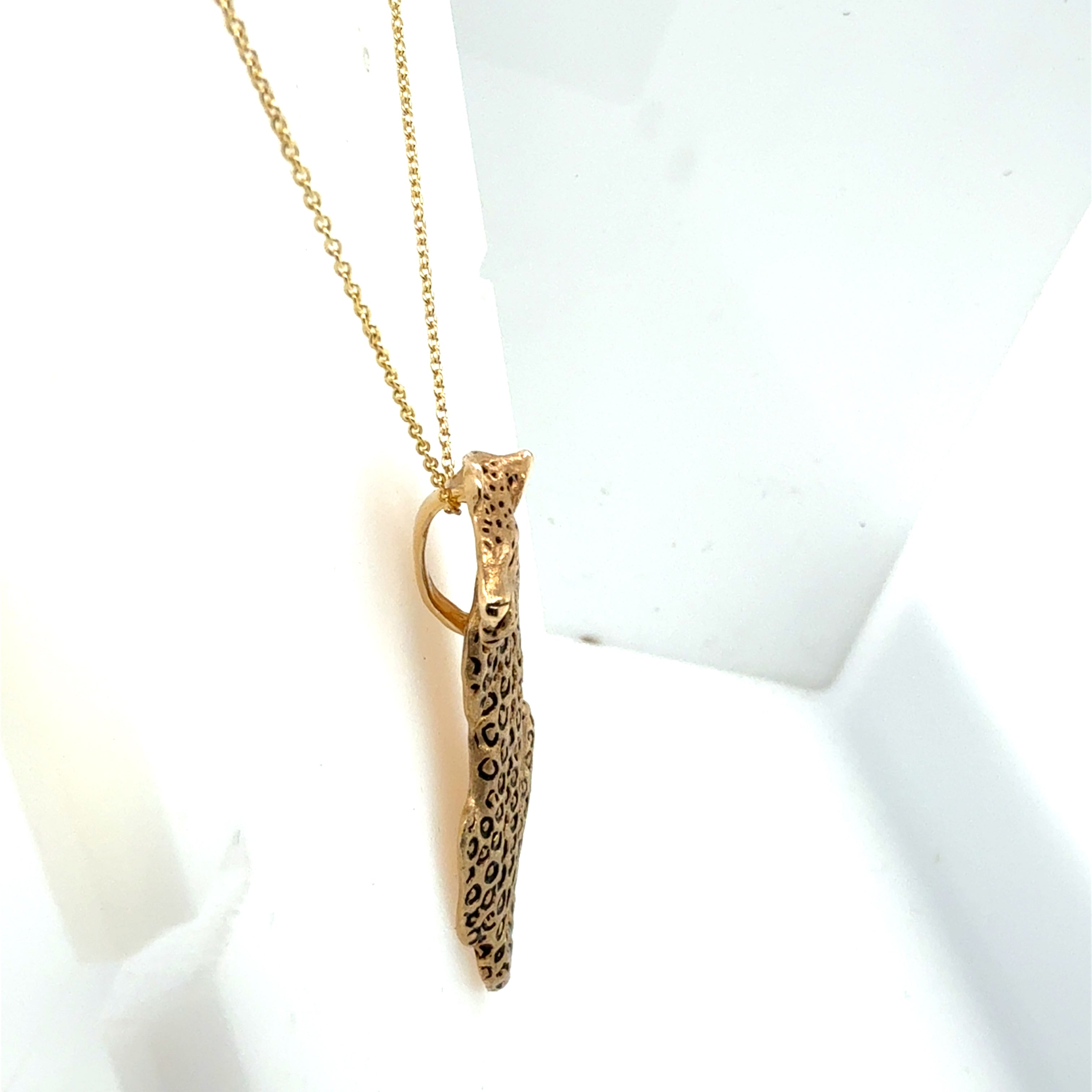Retro Yellow Gold Leopard Pendant Numbered 28/300 by Gayle Knight