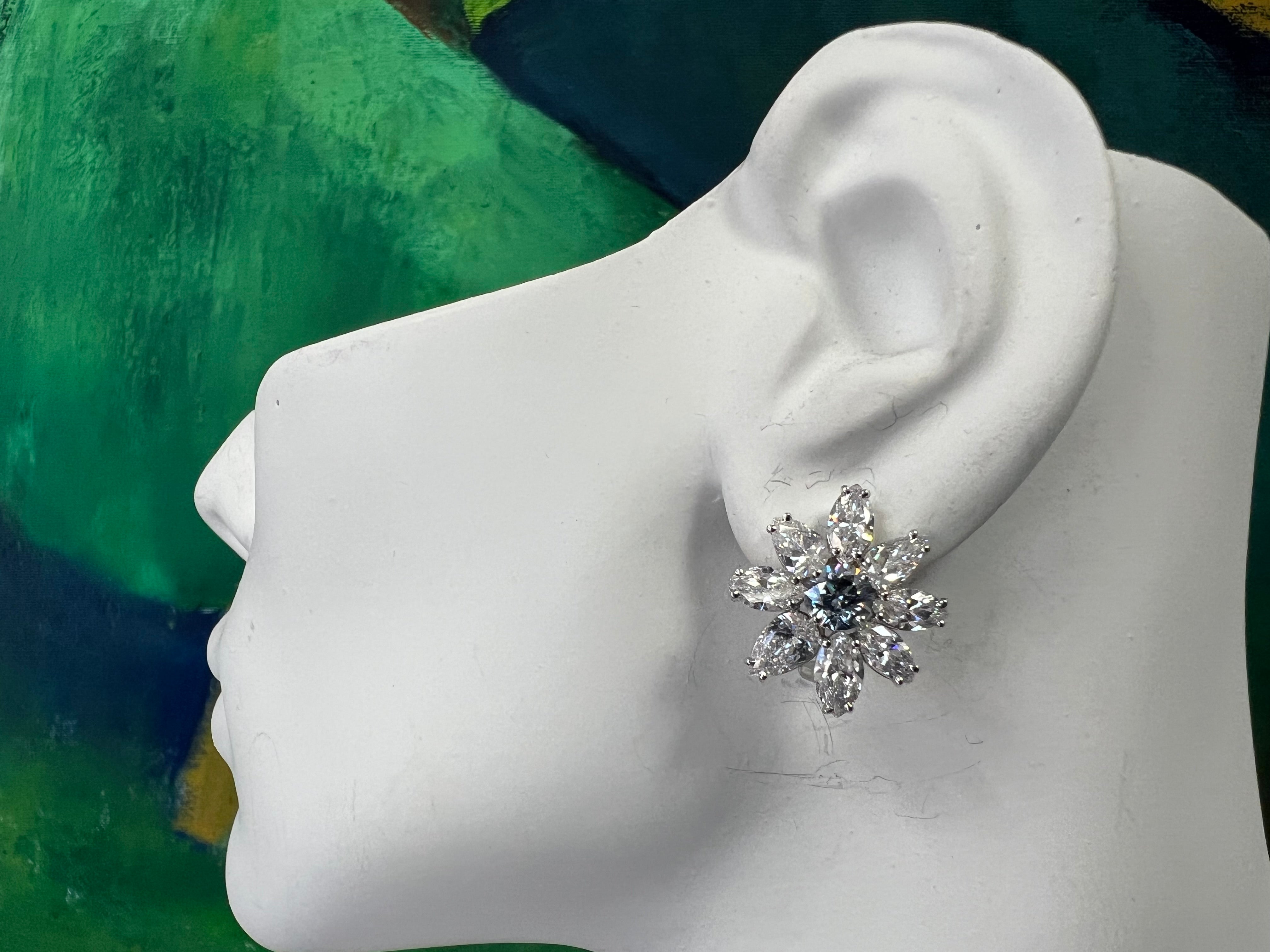 GIA Certified 1.5 Carat Natural Fancy & Intense Blue Circular Diamond Earrings