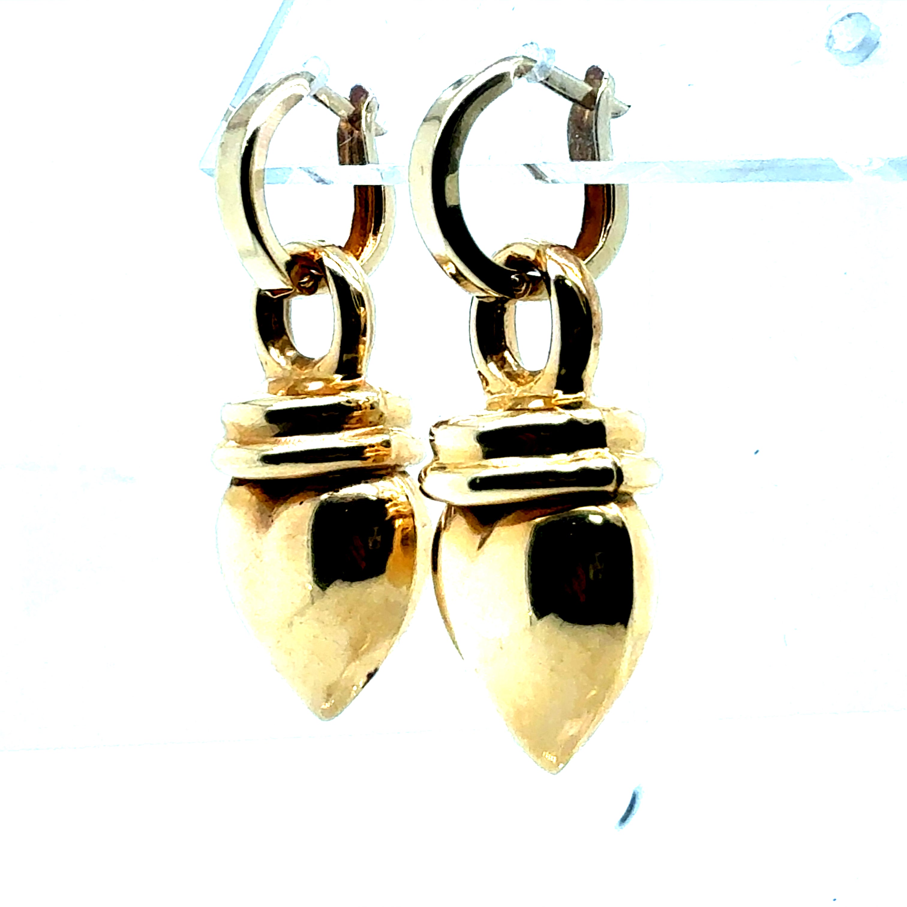 Retro Yellow Gold Heart Shape Drop Enhancer Statement Earrings Lightweight