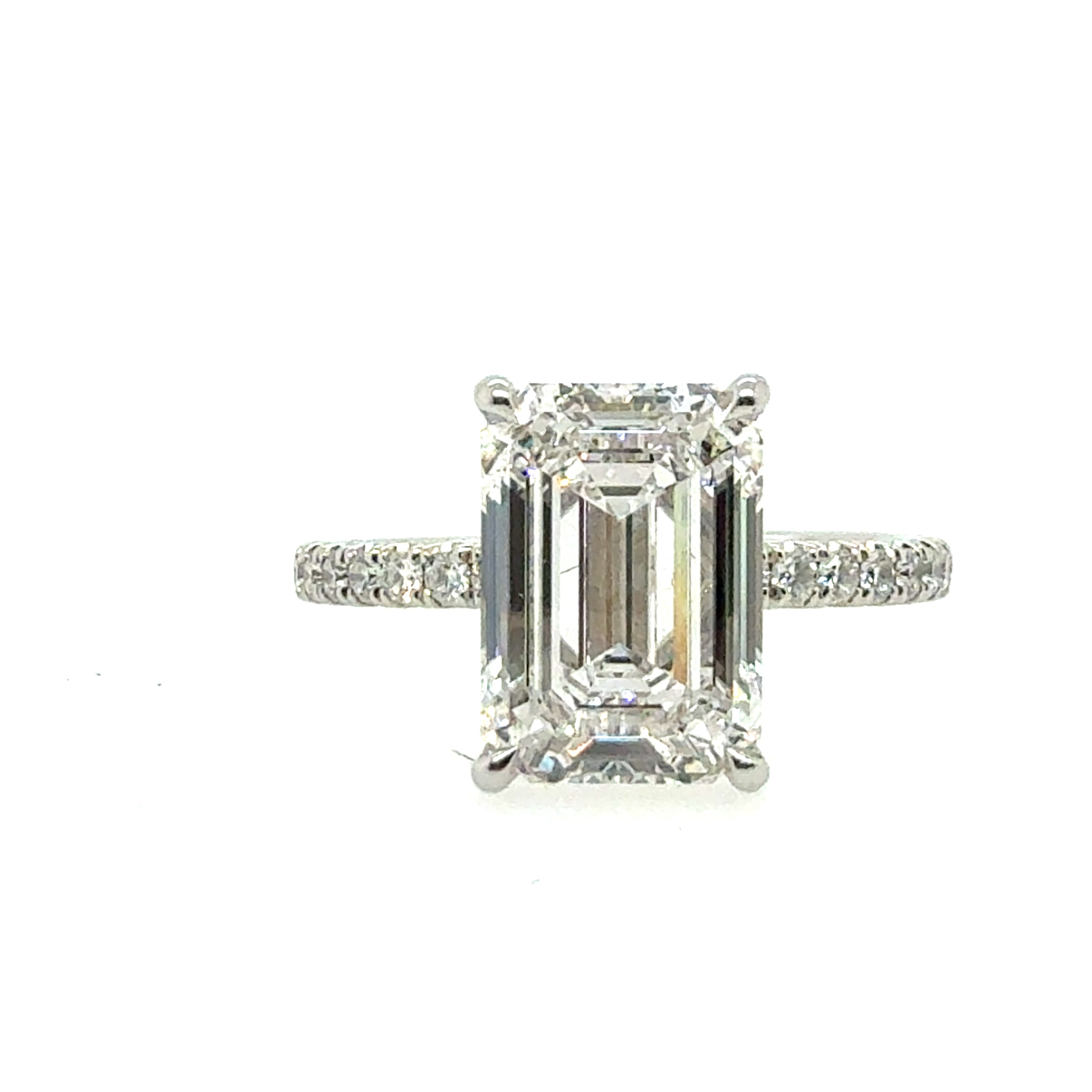 GIA Certified 3.5 Carat F VS2 Emerald Cut Natural Diamond Plat Engagement Ring