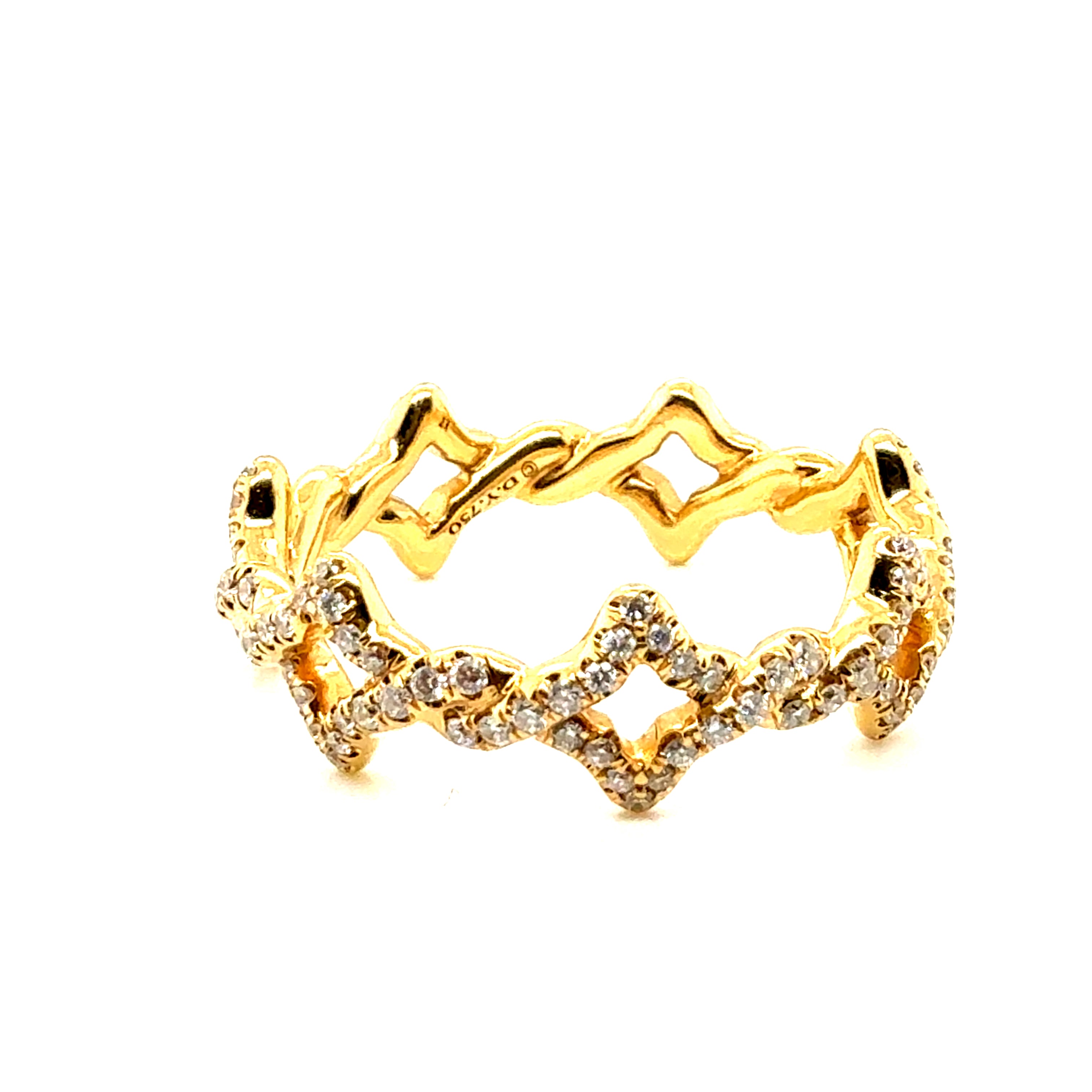 David Yurman Yellow Gold Natural Diamond Venetian Quatrefoil Band