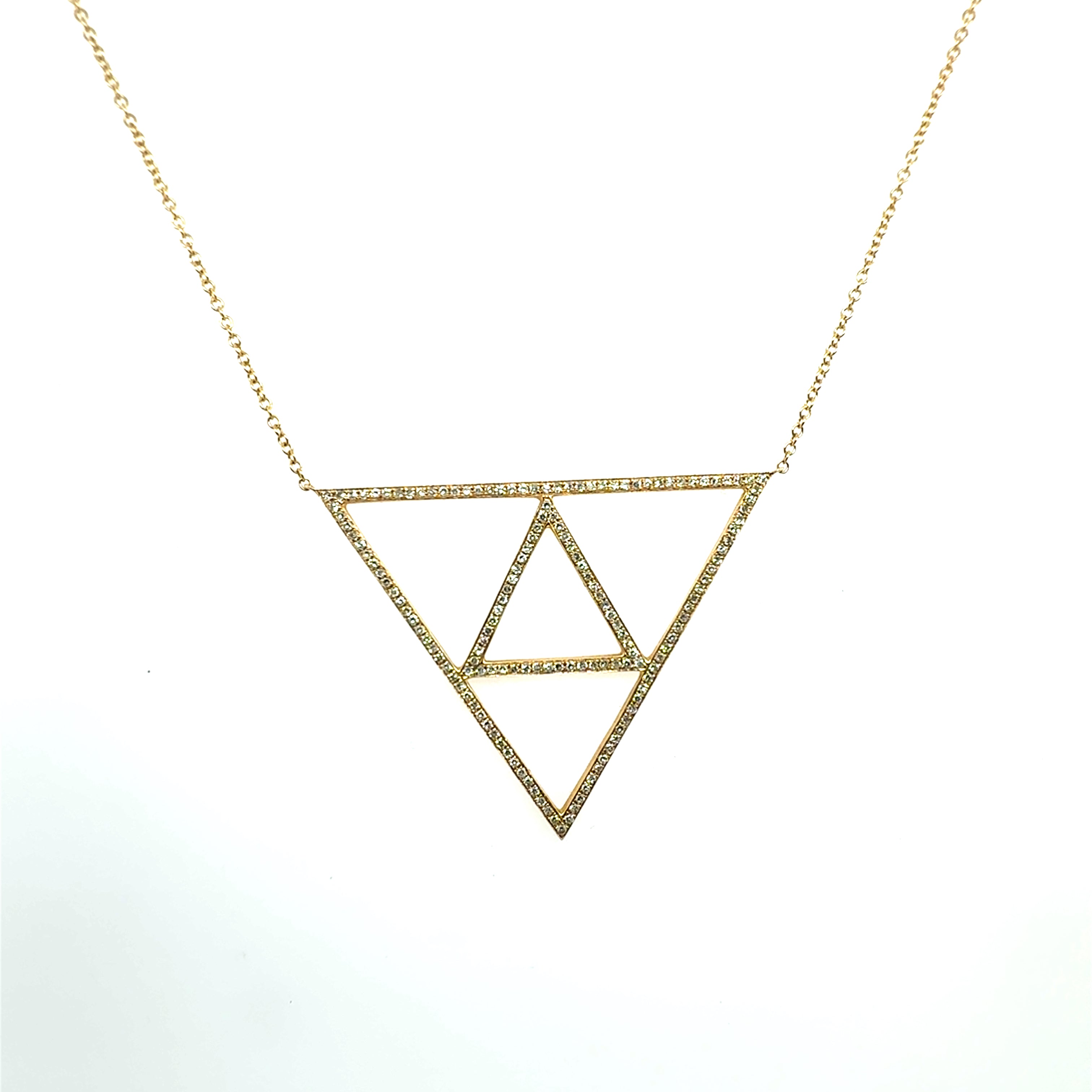 Modern 14k Yellow Gold 0.50 Carat Natural Diamond Triangular Pendant