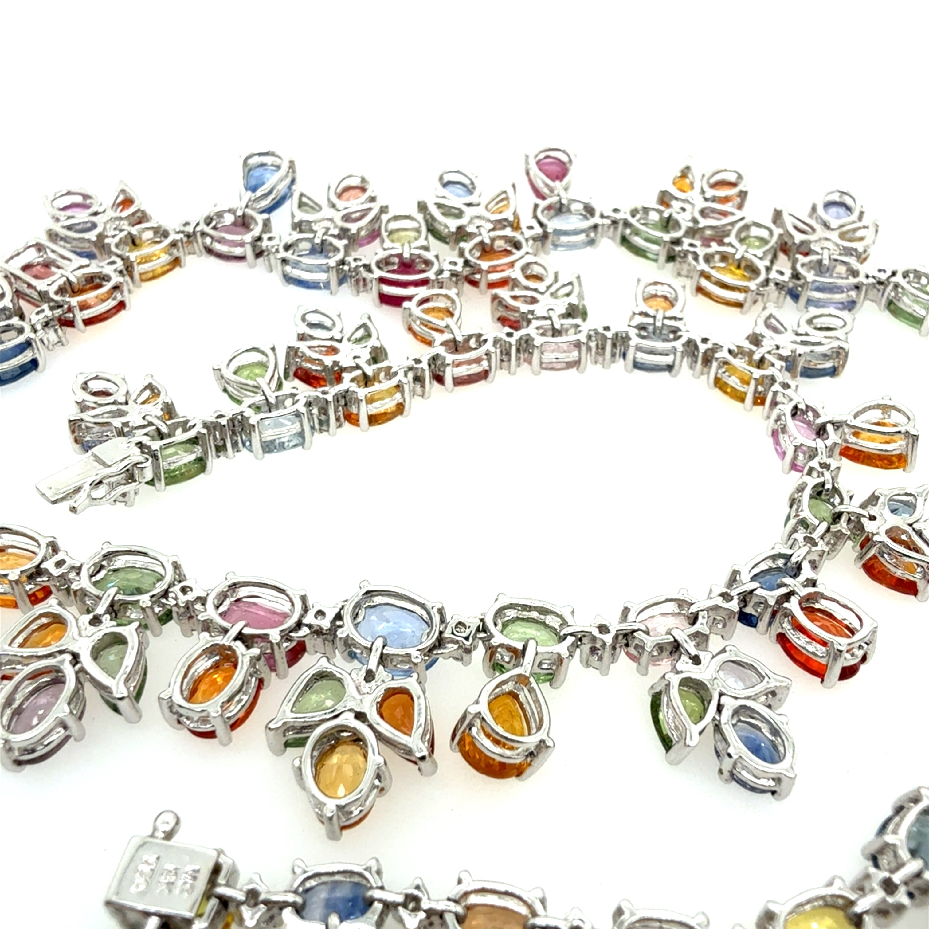 Modern Gold 78.53 Carat Natural Sapphire & Multicolor Gem Tutti Frutti Necklace