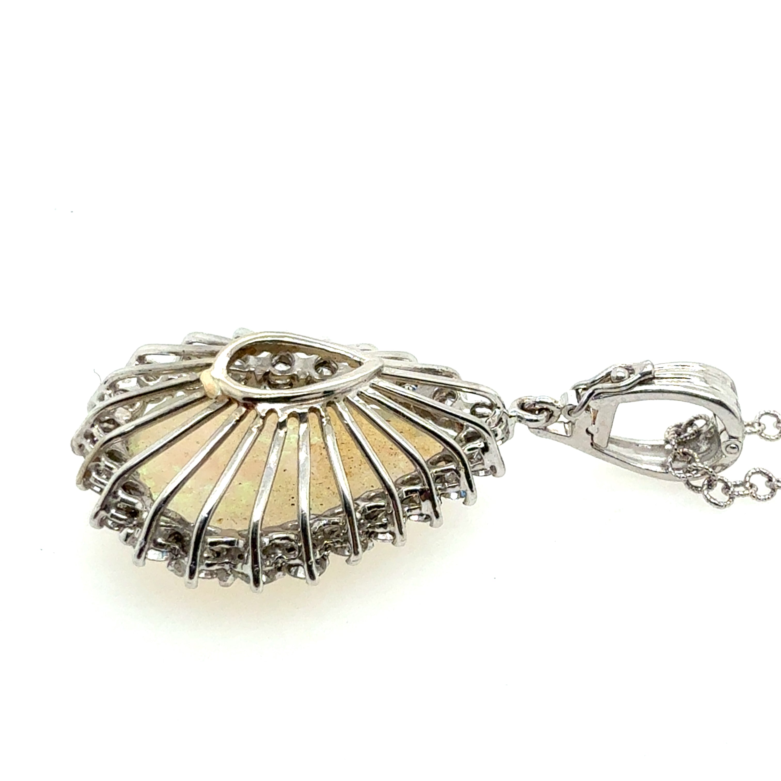 Retro Gold 8 Carat Natural Australian Opal & Diamond Statement Pendant 1990
