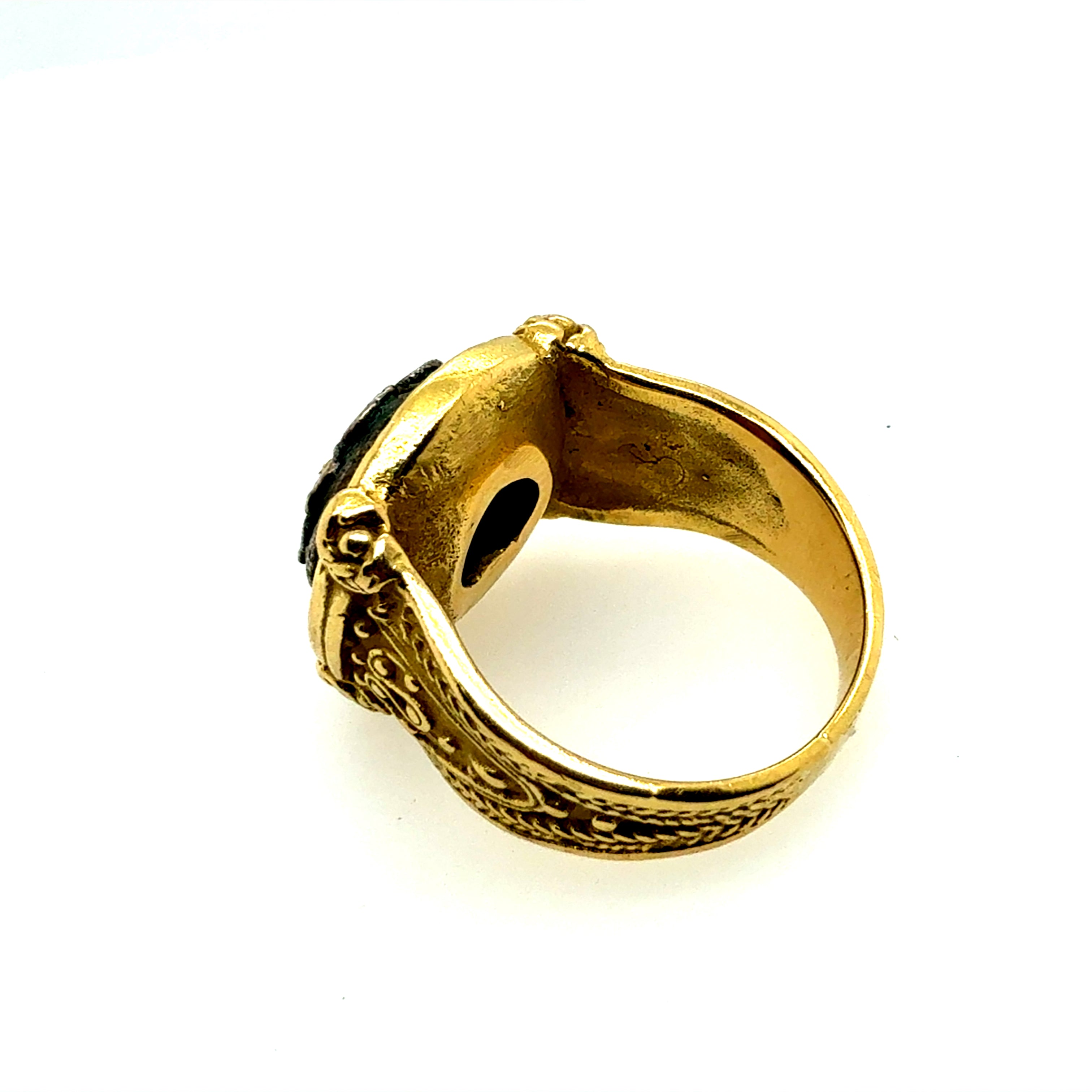 Retro Yellow Gold Floral Petal Medallion Style Statement Ring Circa 1985