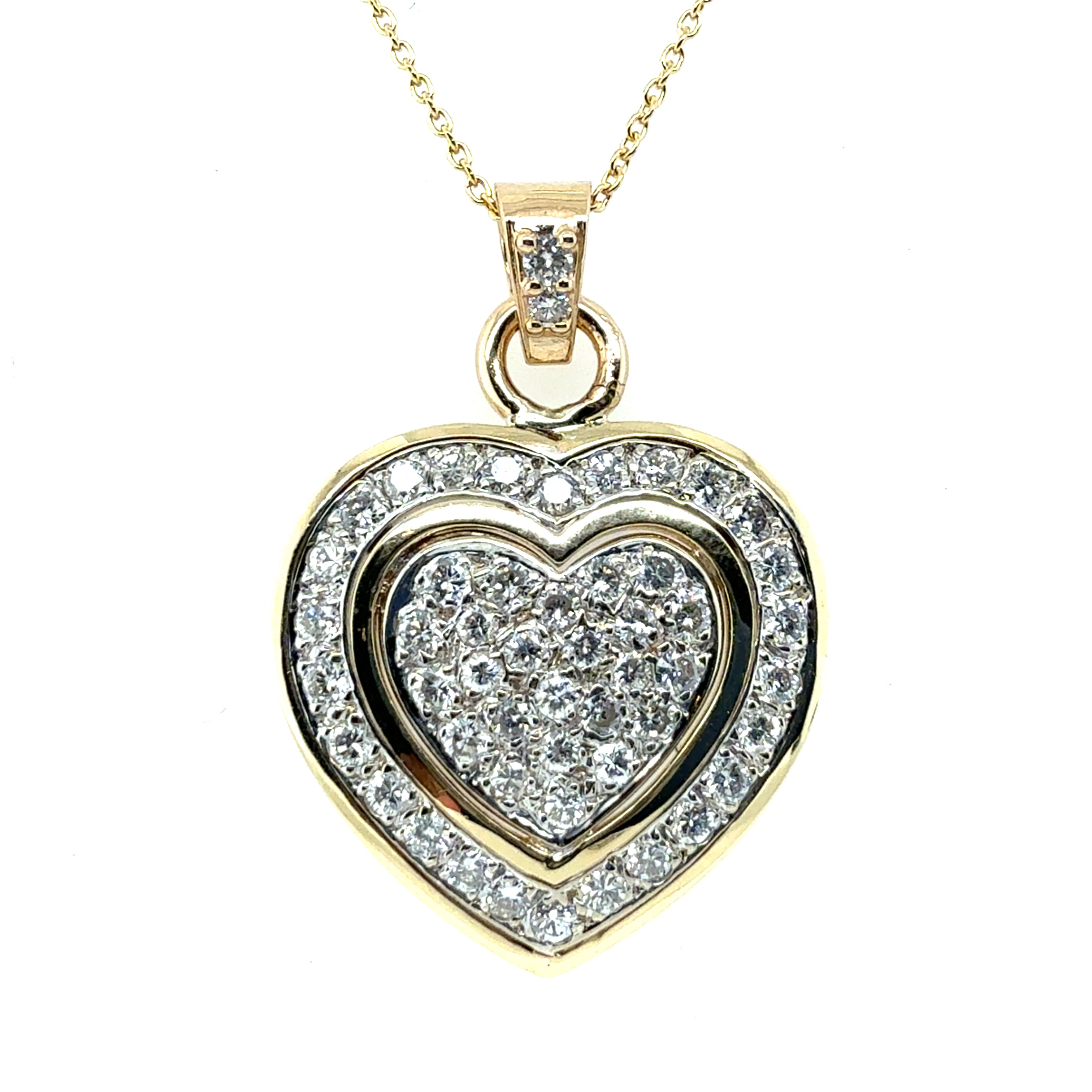 Retro Gold 1.5 Carat Natural Colorless Diamond Heart Shape Pendant
