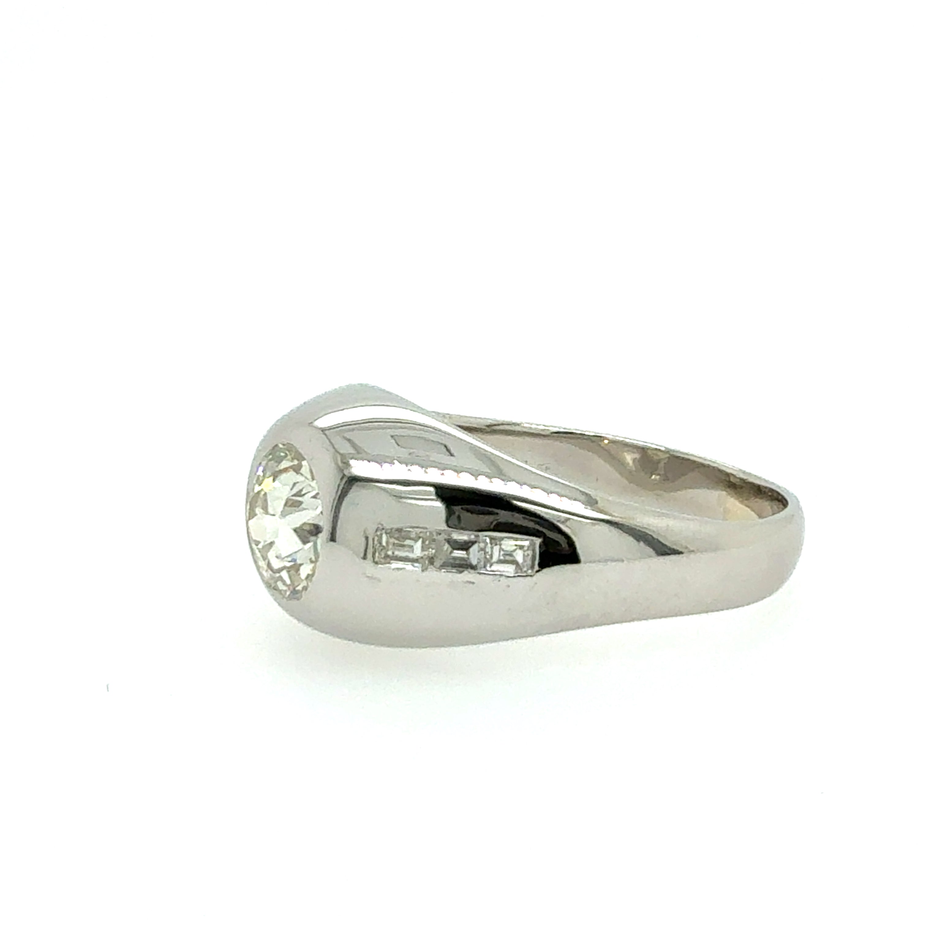 Retro Platinum 1.85 CT Old European Cut Diamond Statement Ring Circa 1960