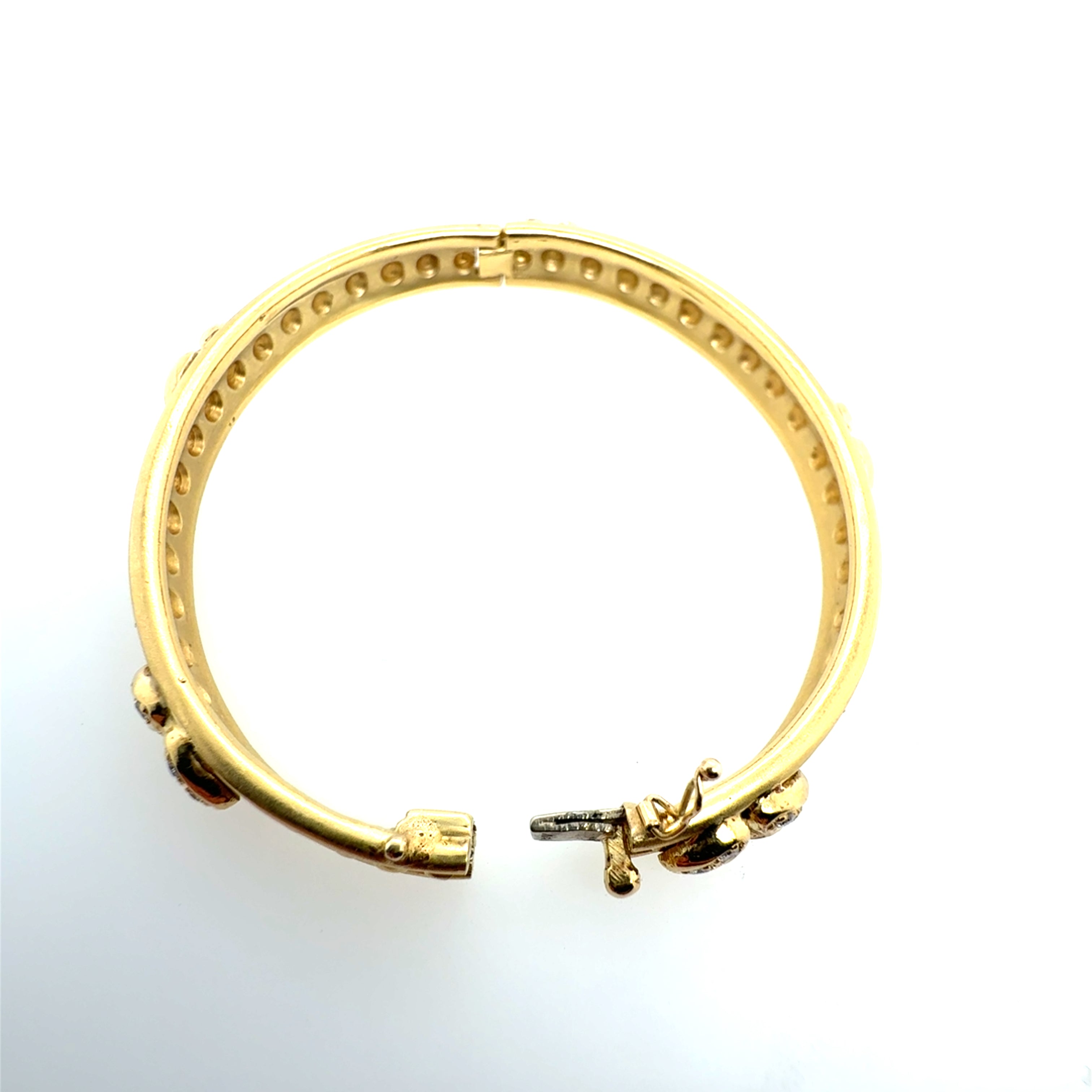Retro Gold 0.60 CT Natural Diamond Heart Statement Bangle Bracelet