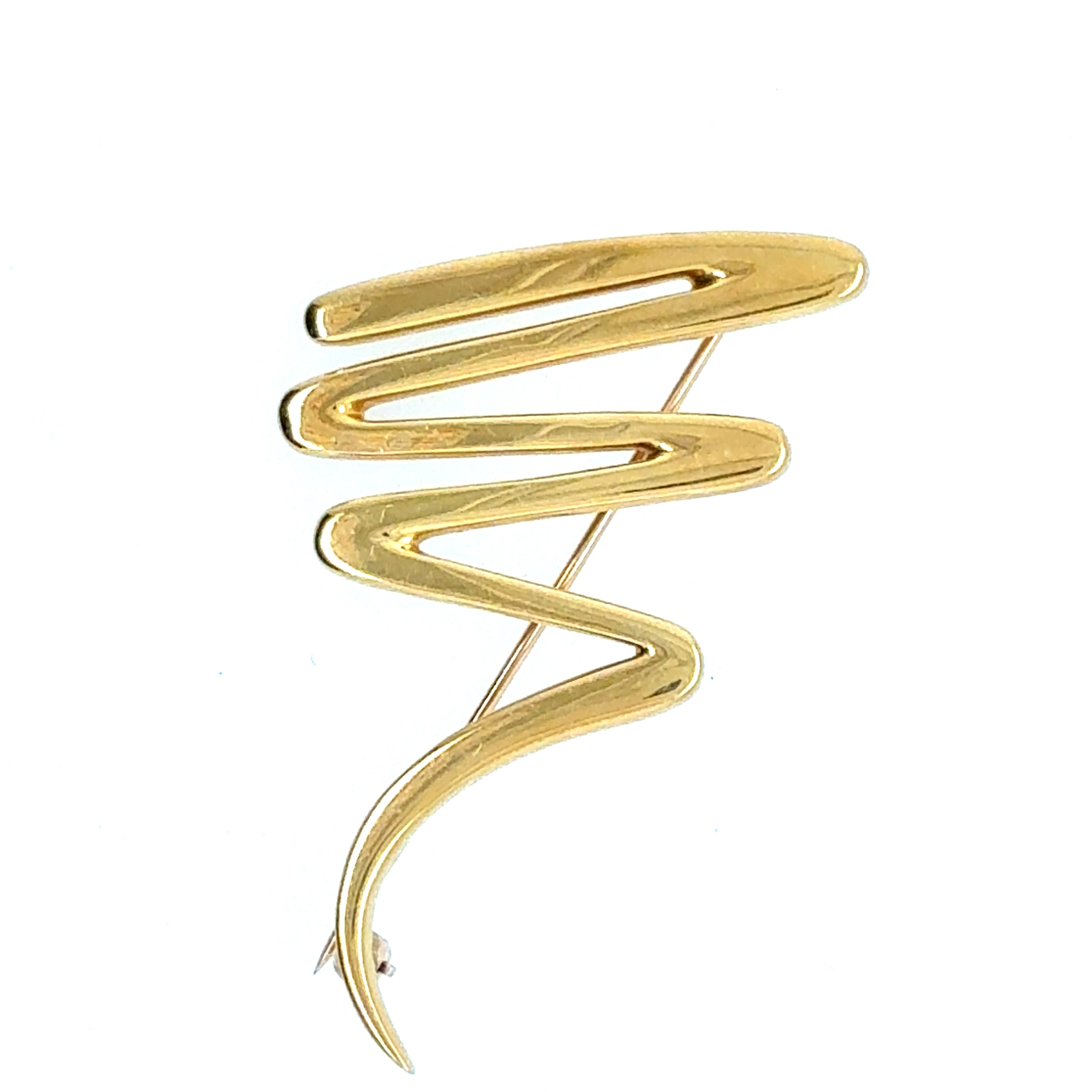 Retro 18K Gold Tiffany & Co. “Zig-Zag” Brooch by Paloma Picasso Circa 1983