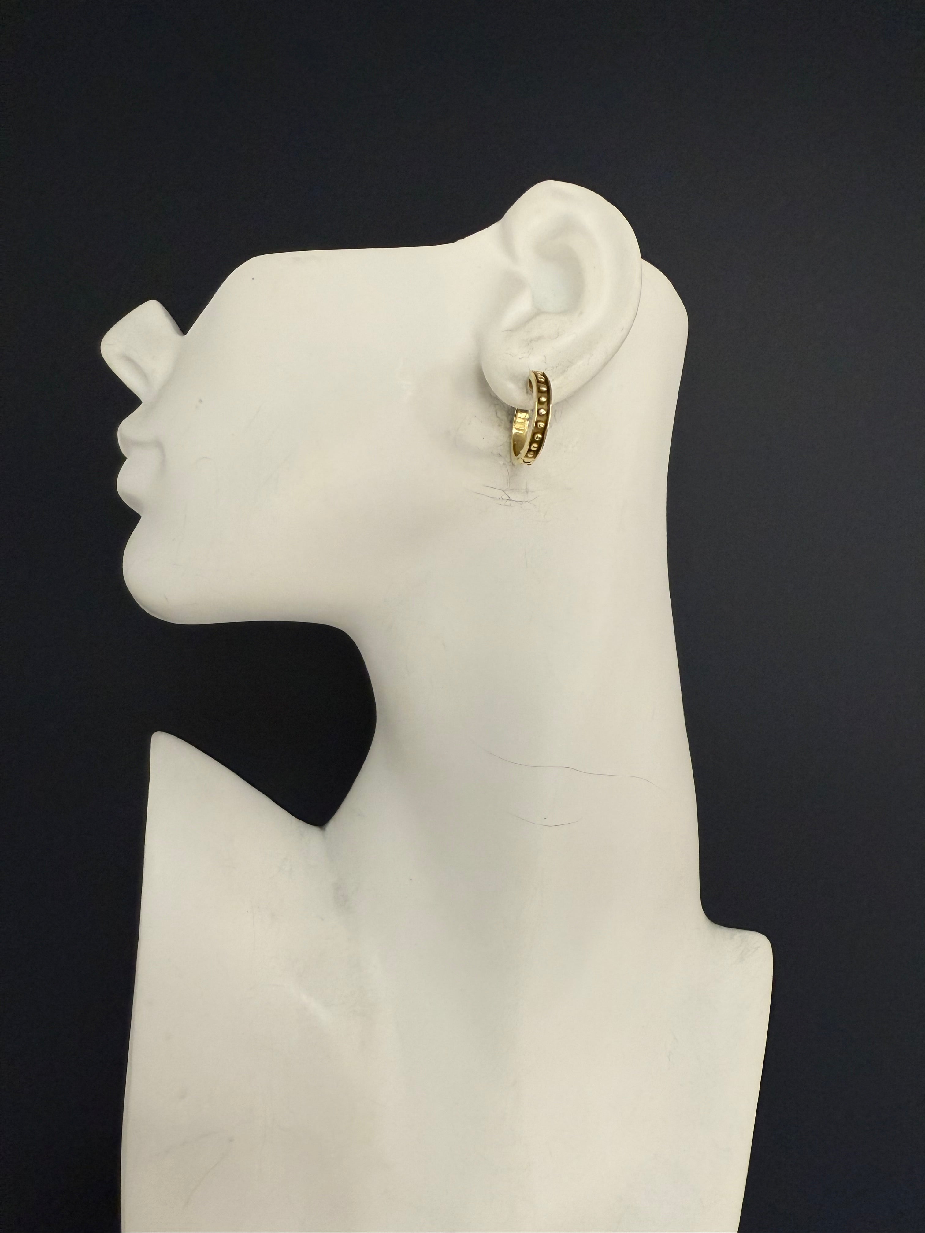 Retro Gold and Natural Diamond Steel Cable Earrings by Philippe Charriol