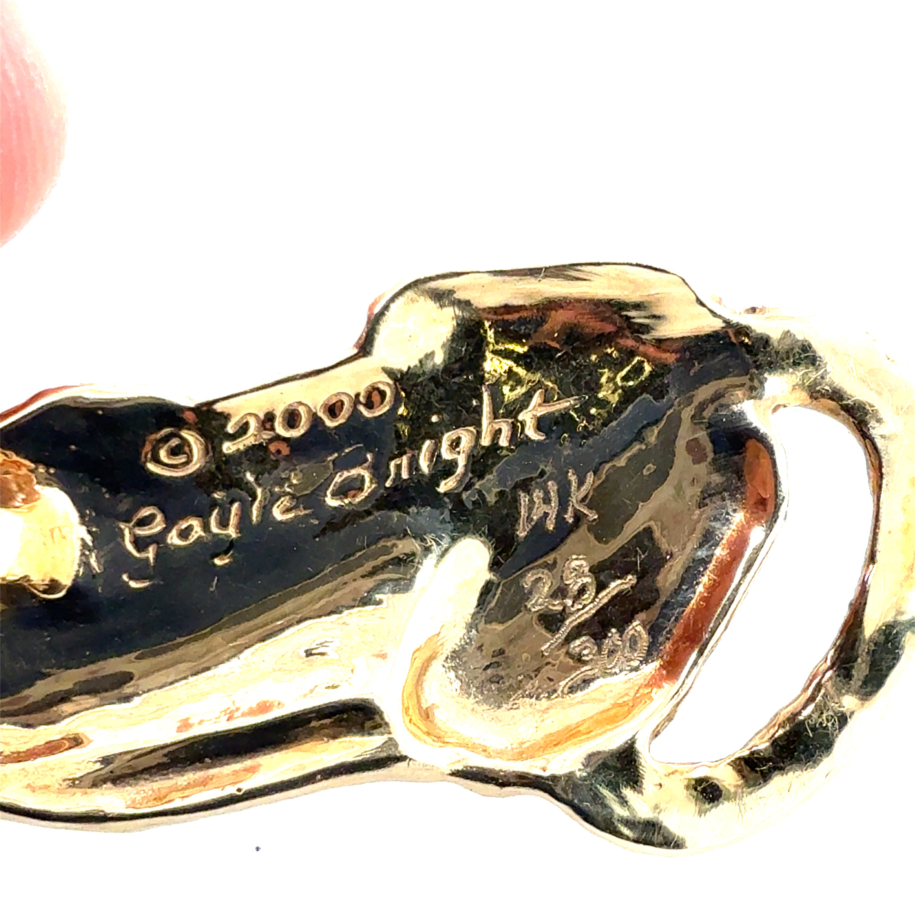Retro Yellow Gold Leopard Pendant Numbered 28/300 by Gayle Knight