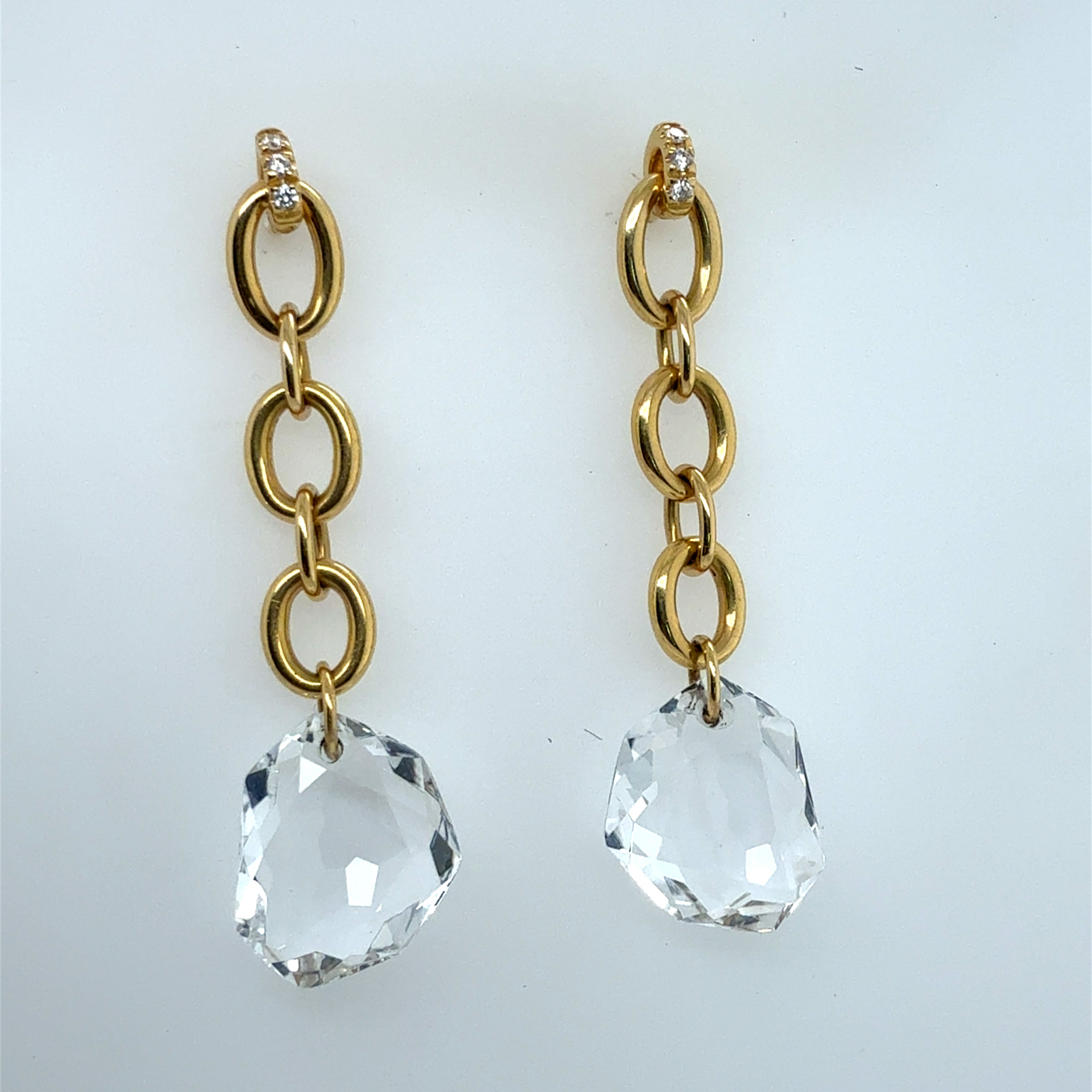 Modern Gold Natural Diamond and Rock Crystal Dangle Earrings by H. Stern