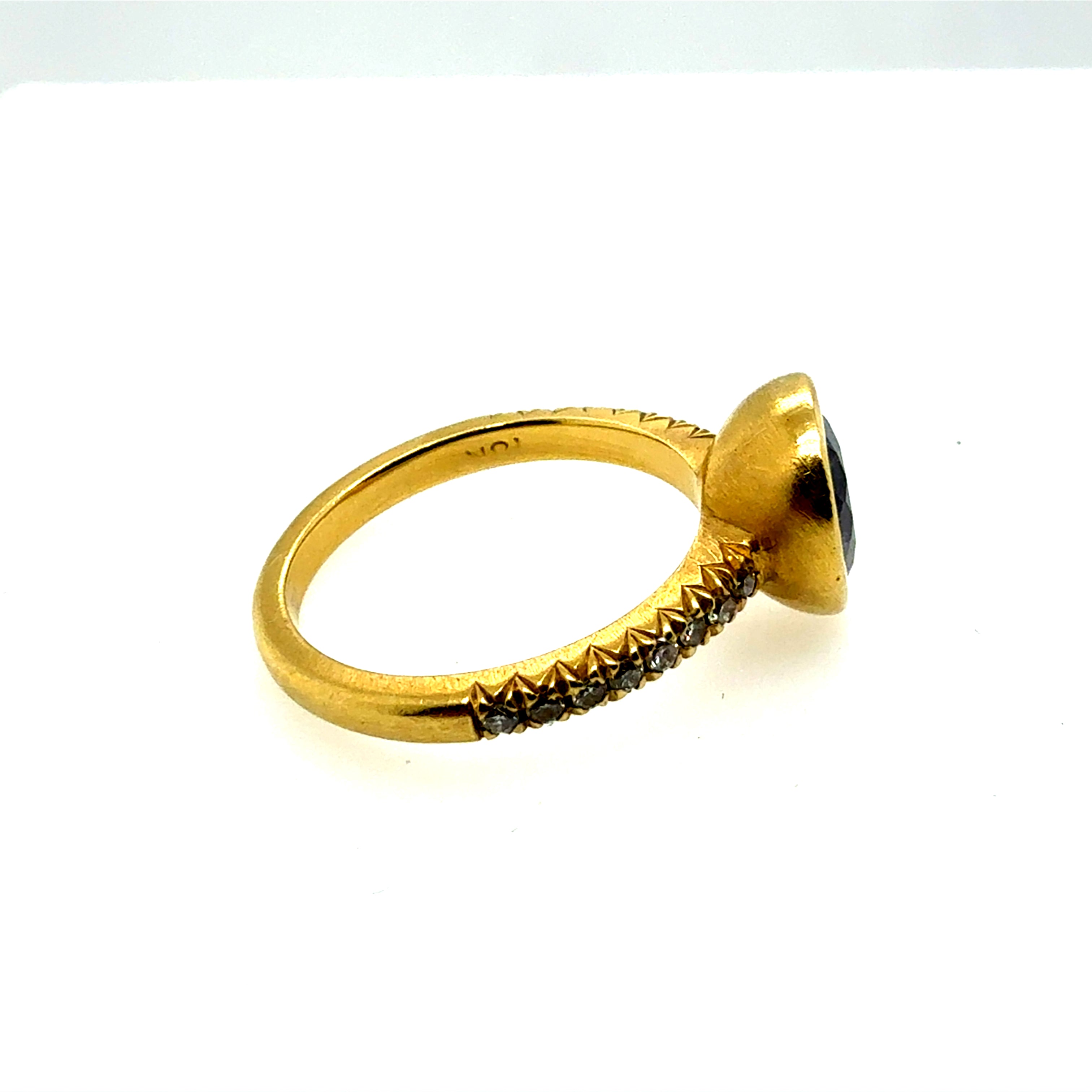 Modern Gold 2.12 Carat Pear Blue Sapphire & Natural Diamond Statement Ring