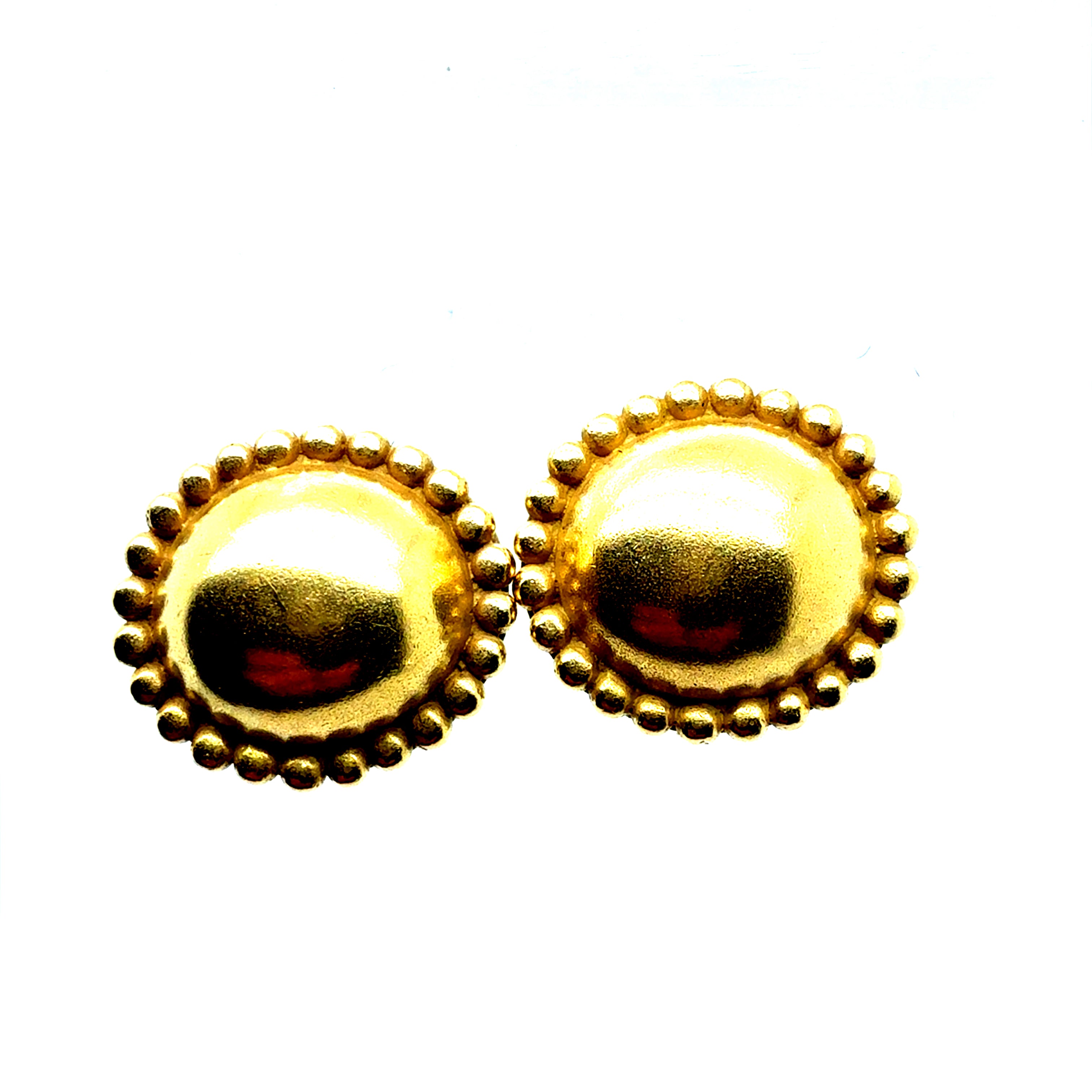 Retro 18K Gold Satin Finish Beaded Earrings by Kieselstein-Cord, Dated 1983