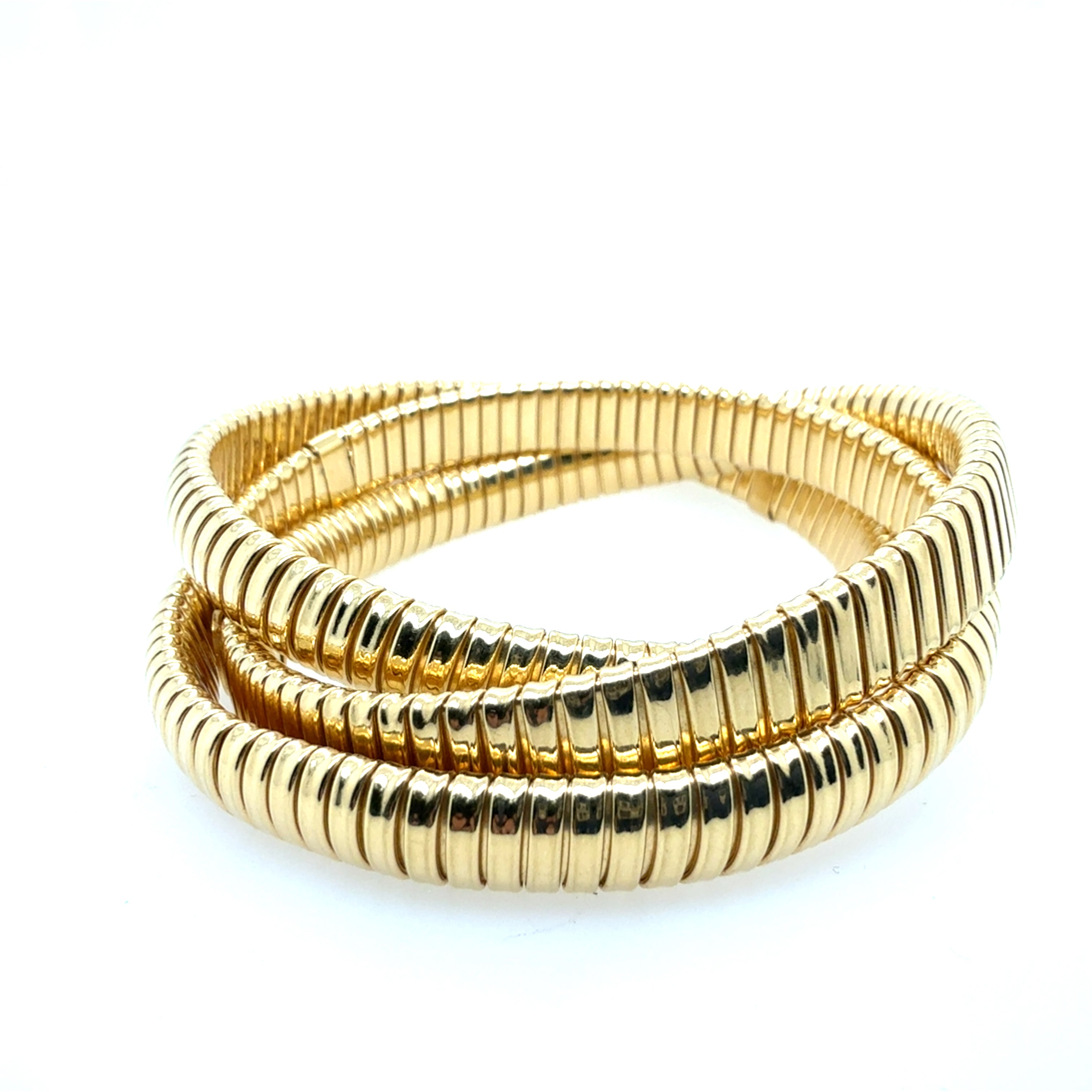 Retro 18K Yellow Gold Triple-Strand Flexible Bracelet by HERCO