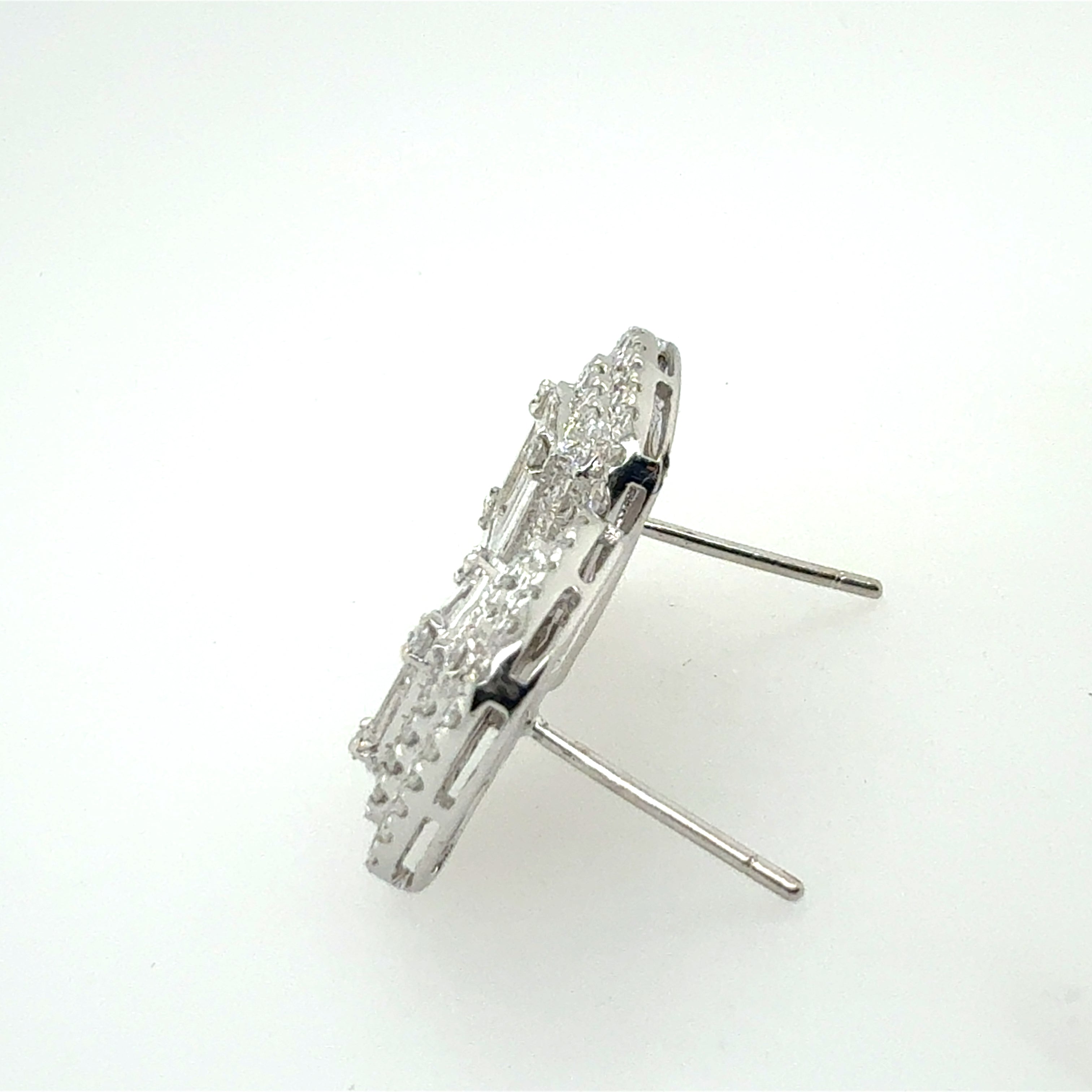 Modern 18K White Gold 1.4 CARAT Natural Diamond Illusion-Set Earrings