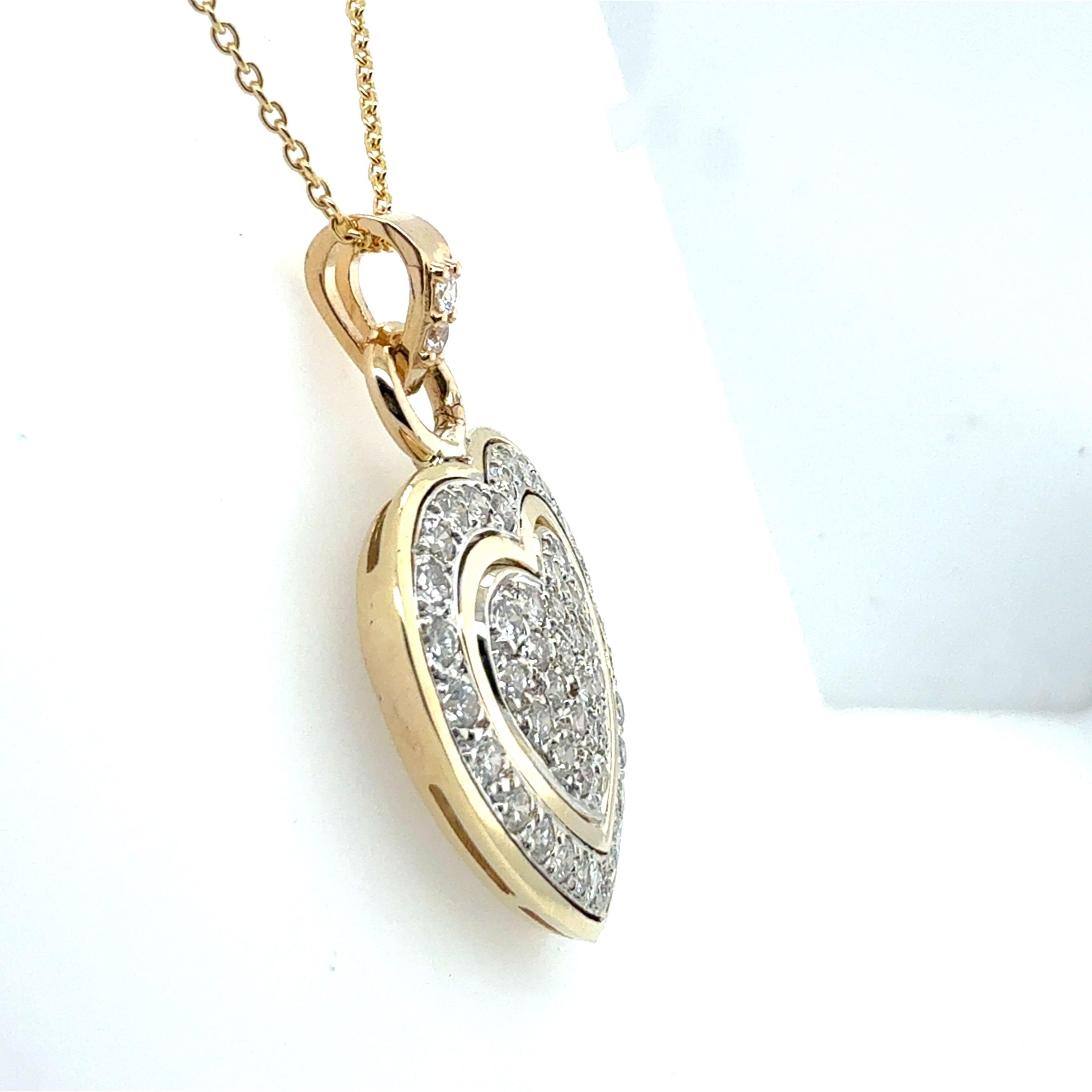 Retro Gold 1.5 Carat Natural Colorless Diamond Heart Shape Pendant